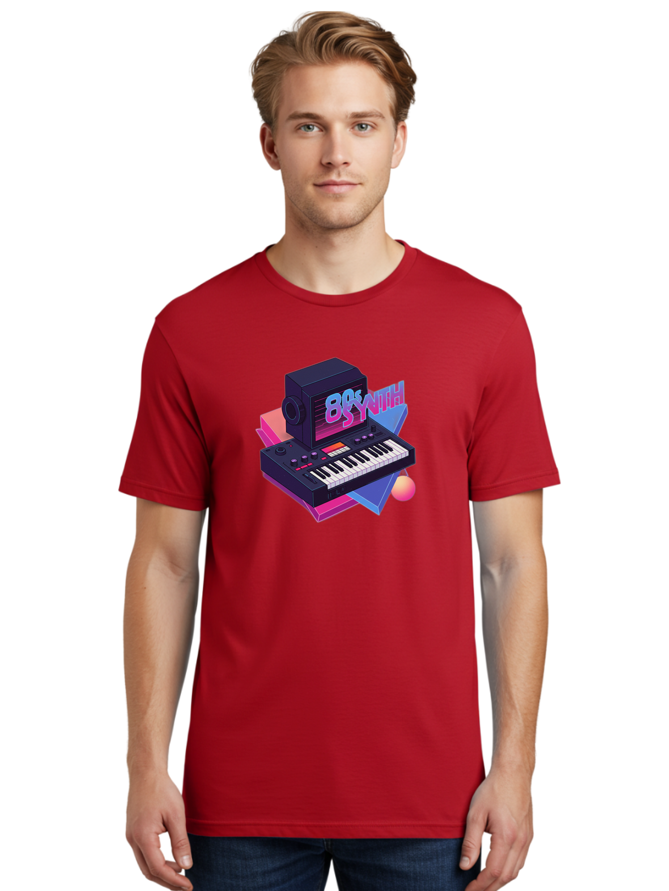 80S-Synth Men'S Graphic Tee, 100% Cotton, Comfortable Casual Summer Wear, Machine Washable, Retro Synthesizer, Vintage Electronic Keyboard, 80S Music Gear, Synthwave, Nostalgic Audio Equipment, Electronic Music Production, Baa119 6
