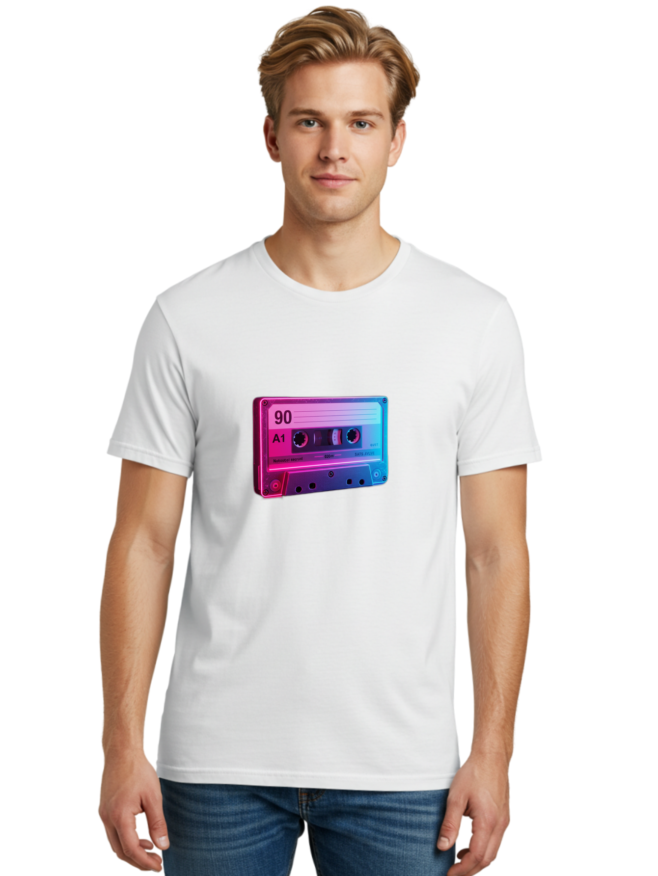 90-A1-Cassette-Tape Men'S Graphic Tee, 100% Cotton, Comfortable Casual Summer Wear, Machine Washable, Retro Cassette Tape, Vintage Music, Nostalgic Technology, 90S Music, A1 Mix Tape, Retro Aesthetics, Vinyl Revival, Music Nostalgia, Baa120 18