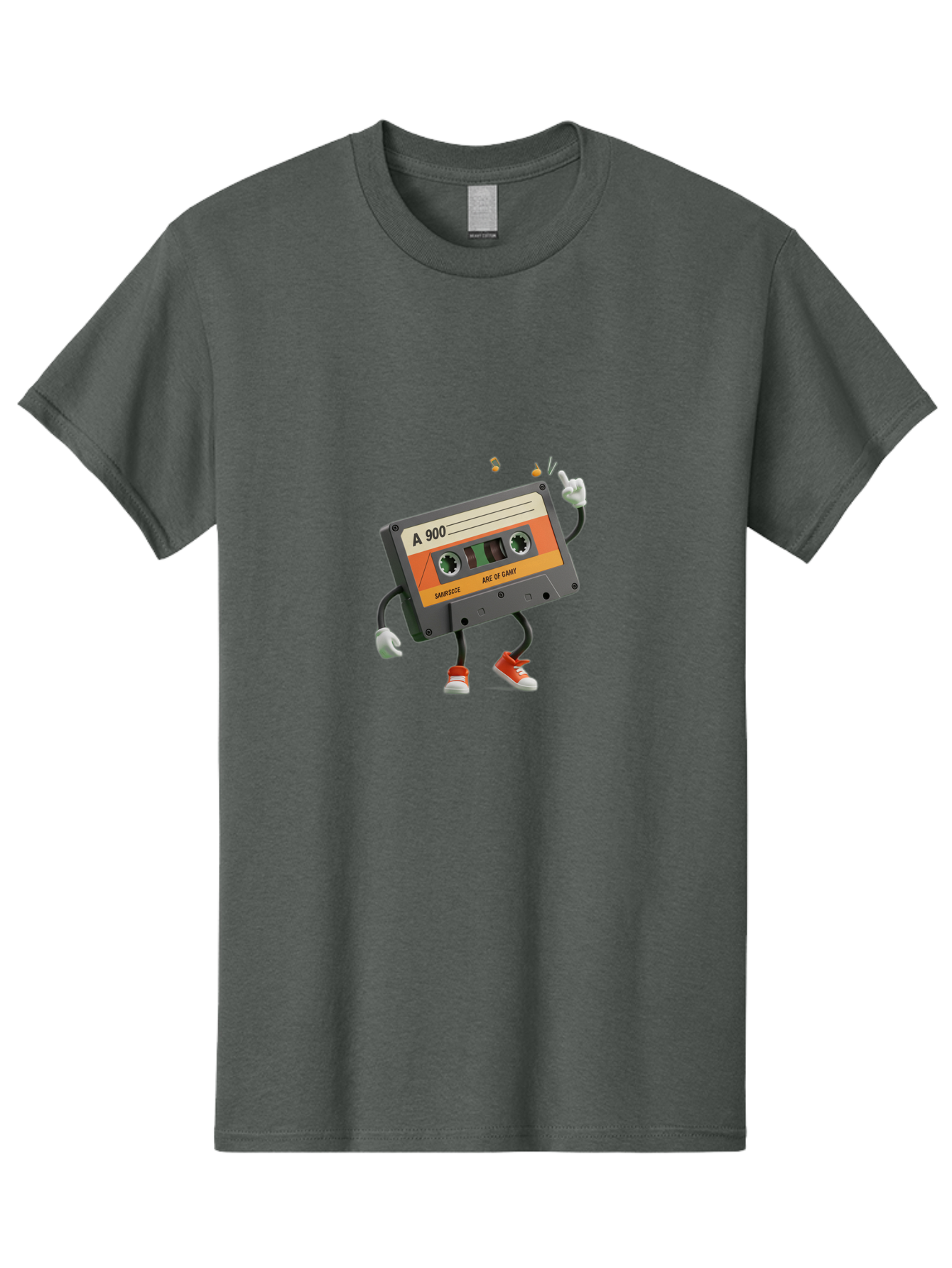A-900 Men'S Graphic Tee, 100% Cotton, Comfortable Casual Summer Wear, Machine Washable, Retro Cassette Mixtape, A 900, Vintage Music, Age Of Saint, Nostalgic Vibes, Funky Character, Orange And Grey, Red Shoes, Thumbs Up, Baa122 27