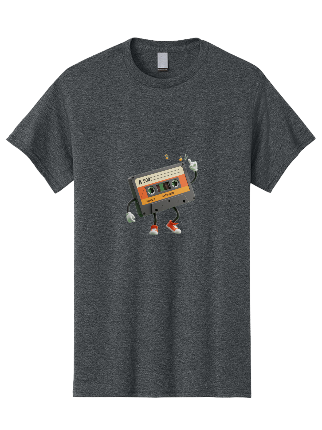 A-900 Men'S Graphic Tee, 100% Cotton, Comfortable Casual Summer Wear, Machine Washable, Retro Cassette Mixtape, A 900, Vintage Music, Age Of Saint, Nostalgic Vibes, Funky Character, Orange And Grey, Red Shoes, Thumbs Up, Baa122 21