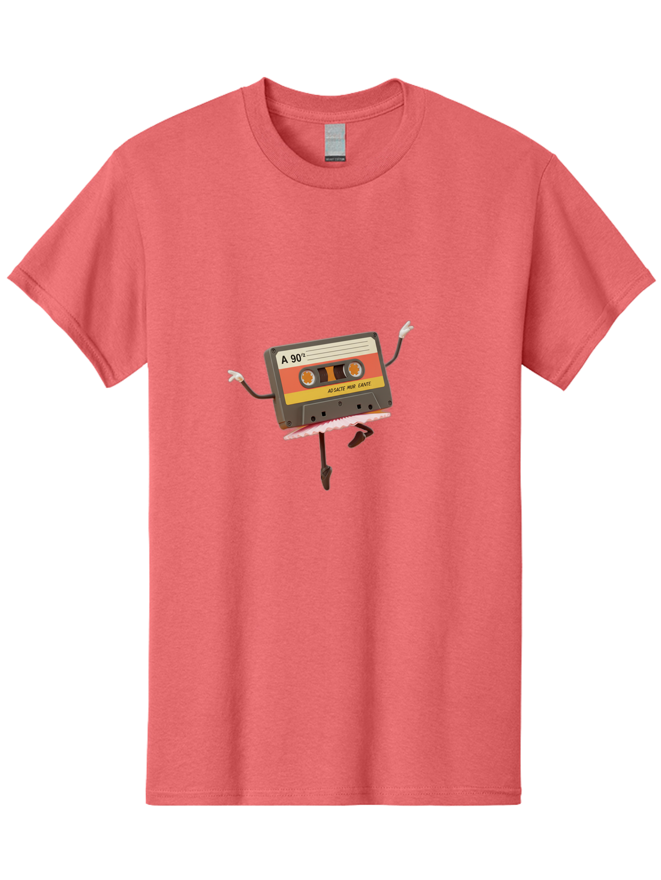 A-90Deg Men'S Graphic Tee, 100% Cotton, Comfortable Casual Summer Wear, Machine Washable, Retro Cassette Tape, Mixtape Artwork, Cassette With Arms And Legs, 90S Music Nostalgia, Mixtape Culture, Vintage Audio, Music Memorabilia, Baa123 7