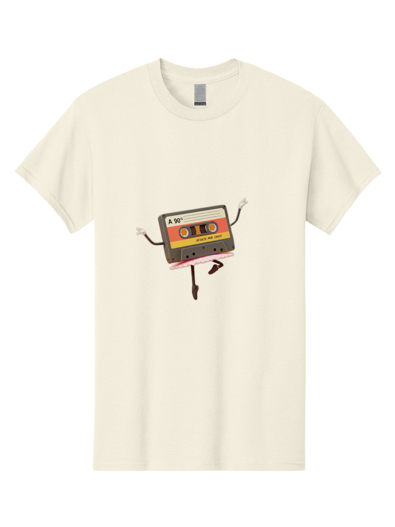 A-90Deg Men'S Graphic Tee, 100% Cotton, Comfortable Casual Summer Wear, Machine Washable, Retro Cassette Tape, Mixtape Artwork, Cassette With Arms And Legs, 90S Music Nostalgia, Mixtape Culture, Vintage Audio, Music Memorabilia, Baa123 1
