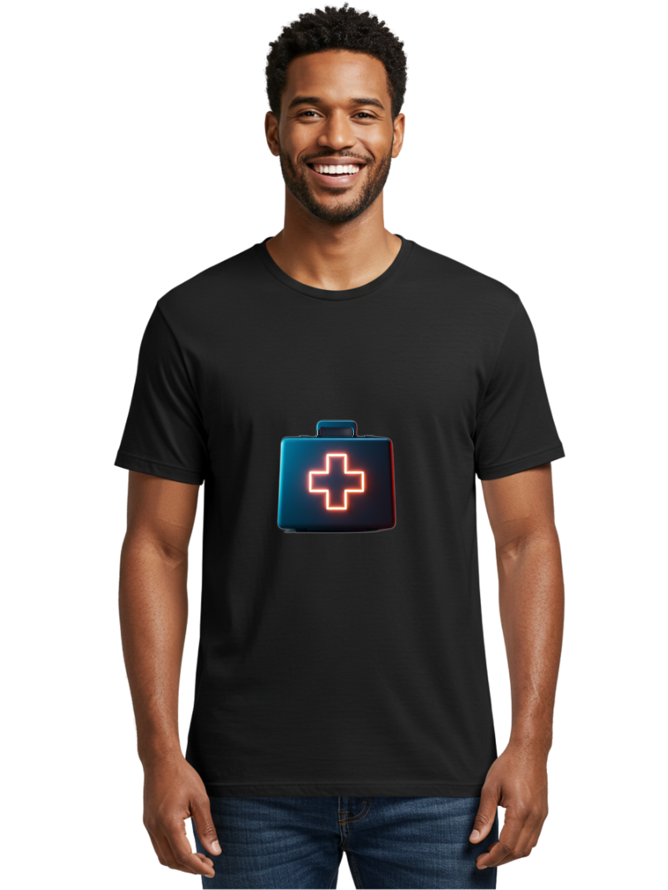 Aid-Kit Men'S Graphic Tee, 100% Cotton, Comfortable Casual Summer Wear, Machine Washable, Medical Kit, First Aid Box, Health Care, Emergency Response, Medical Cross, Neon Sign, 3D Rendering Baa126 8