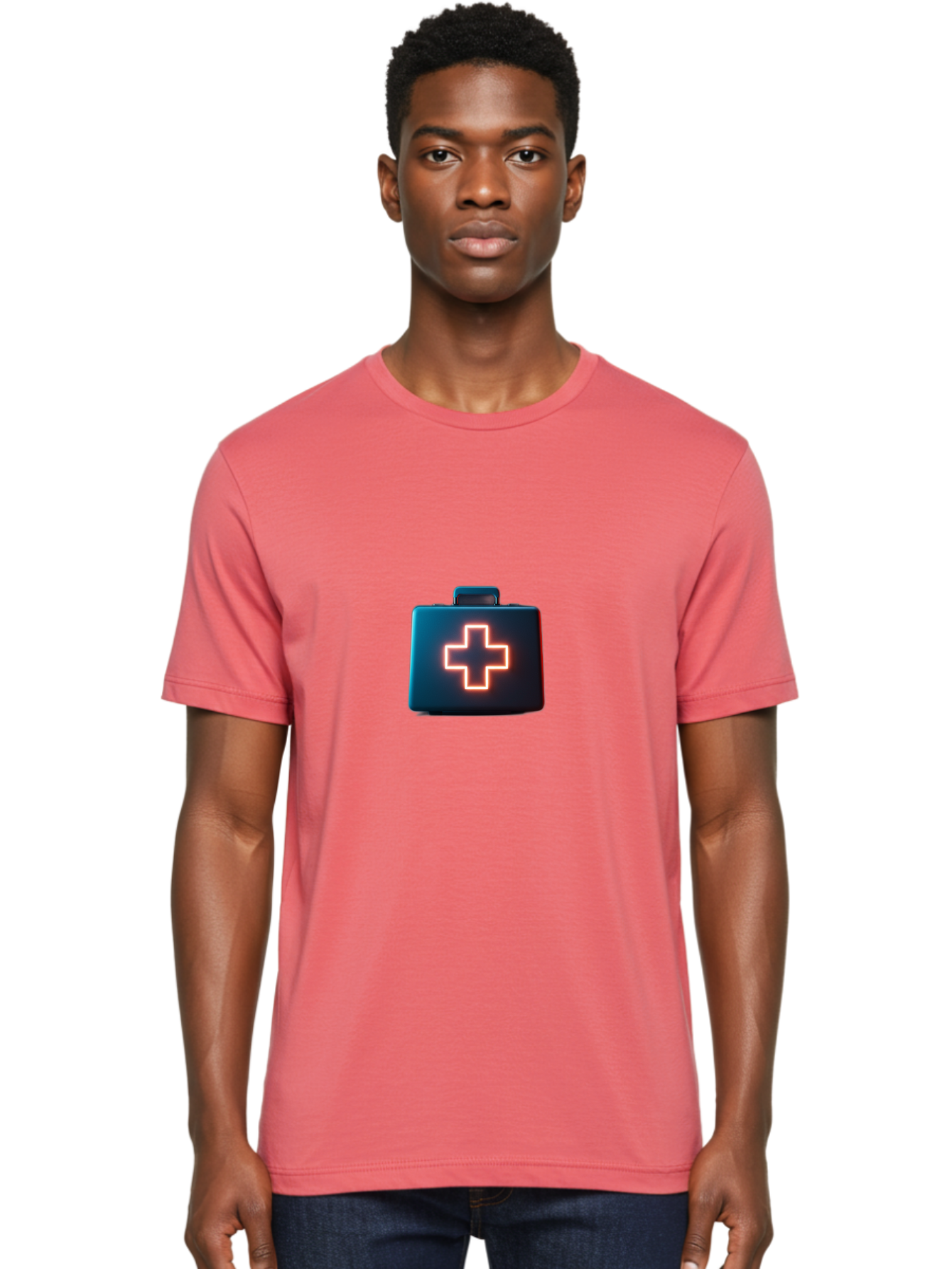Aid-Kit Men'S Graphic Tee, 100% Cotton, Comfortable Casual Summer Wear, Machine Washable, Medical Kit, First Aid Box, Health Care, Emergency Response, Medical Cross, Neon Sign, 3D Rendering Baa126 20