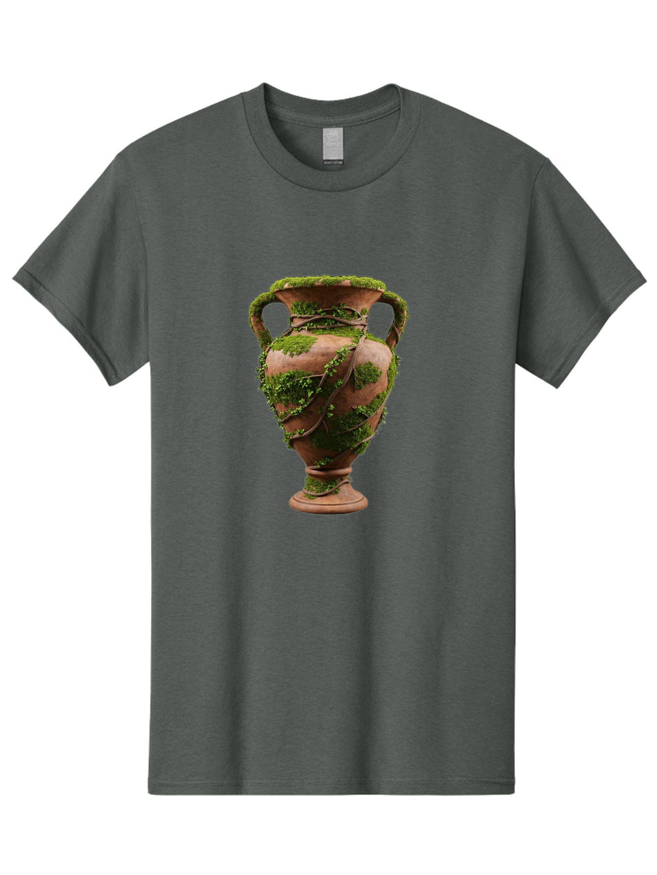 Amphora Men'S Graphic Tee, 100% Cotton, Comfortable Casual Summer Wear, Machine Washable, Moss And Vines, Terracotta Vase, Greenery, Rustic Charm, Natural Decor, Earthy Tones, Botanical Elements, Vintage Pottery, Eclectic Style Baa128 1