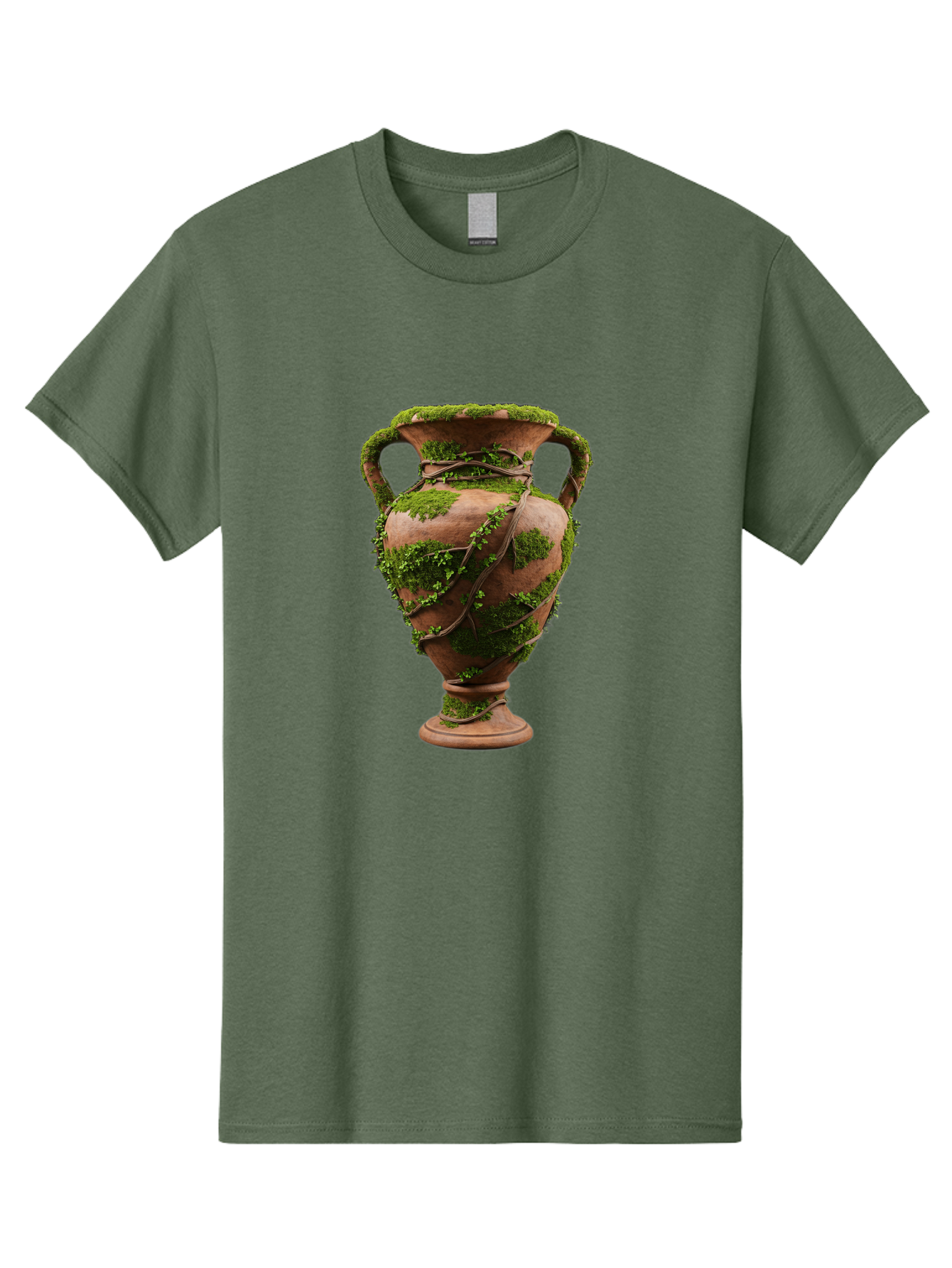 Amphora Men'S Graphic Tee, 100% Cotton, Comfortable Casual Summer Wear, Machine Washable, Moss And Vines, Terracotta Vase, Greenery, Rustic Charm, Natural Decor, Earthy Tones, Botanical Elements, Vintage Pottery, Eclectic Style Baa128 25