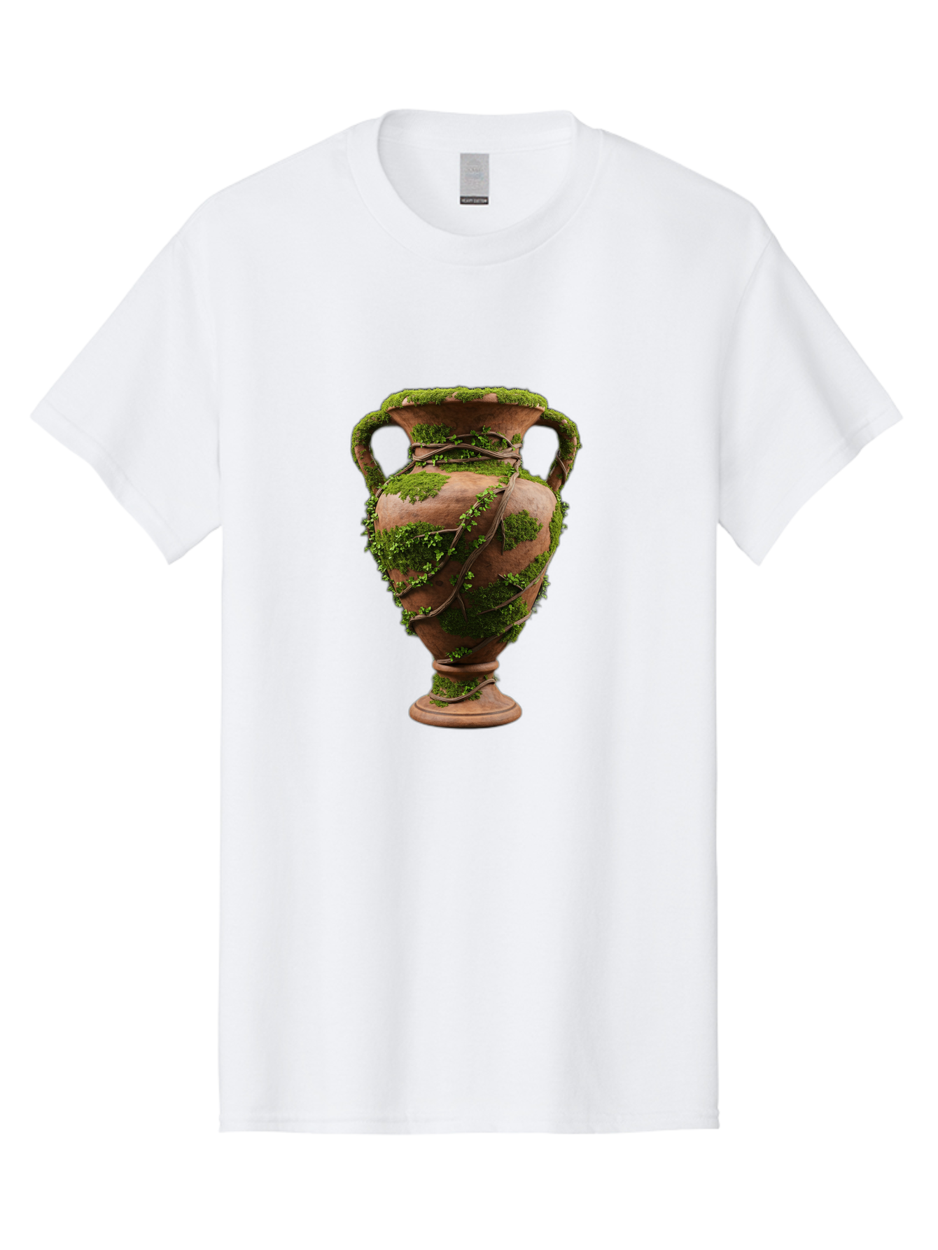 Amphora Men'S Graphic Tee, 100% Cotton, Comfortable Casual Summer Wear, Machine Washable, Moss And Vines, Terracotta Vase, Greenery, Rustic Charm, Natural Decor, Earthy Tones, Botanical Elements, Vintage Pottery, Eclectic Style Baa128 5
