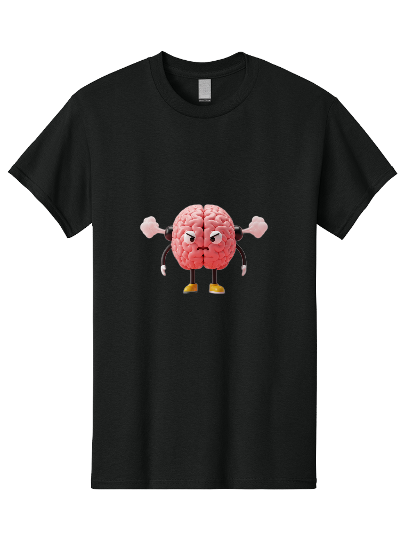 Angry-Brain-1 Men'S Graphic Tee, 100% Cotton, Comfortable Casual Summer Wear, Machine Washable, Angry Brain Character, Flexing Arms, Strong Brain, Cartoon Brain, Humorous Illustration, Brain With Attitude, Funny Brain Character, Baa130 21