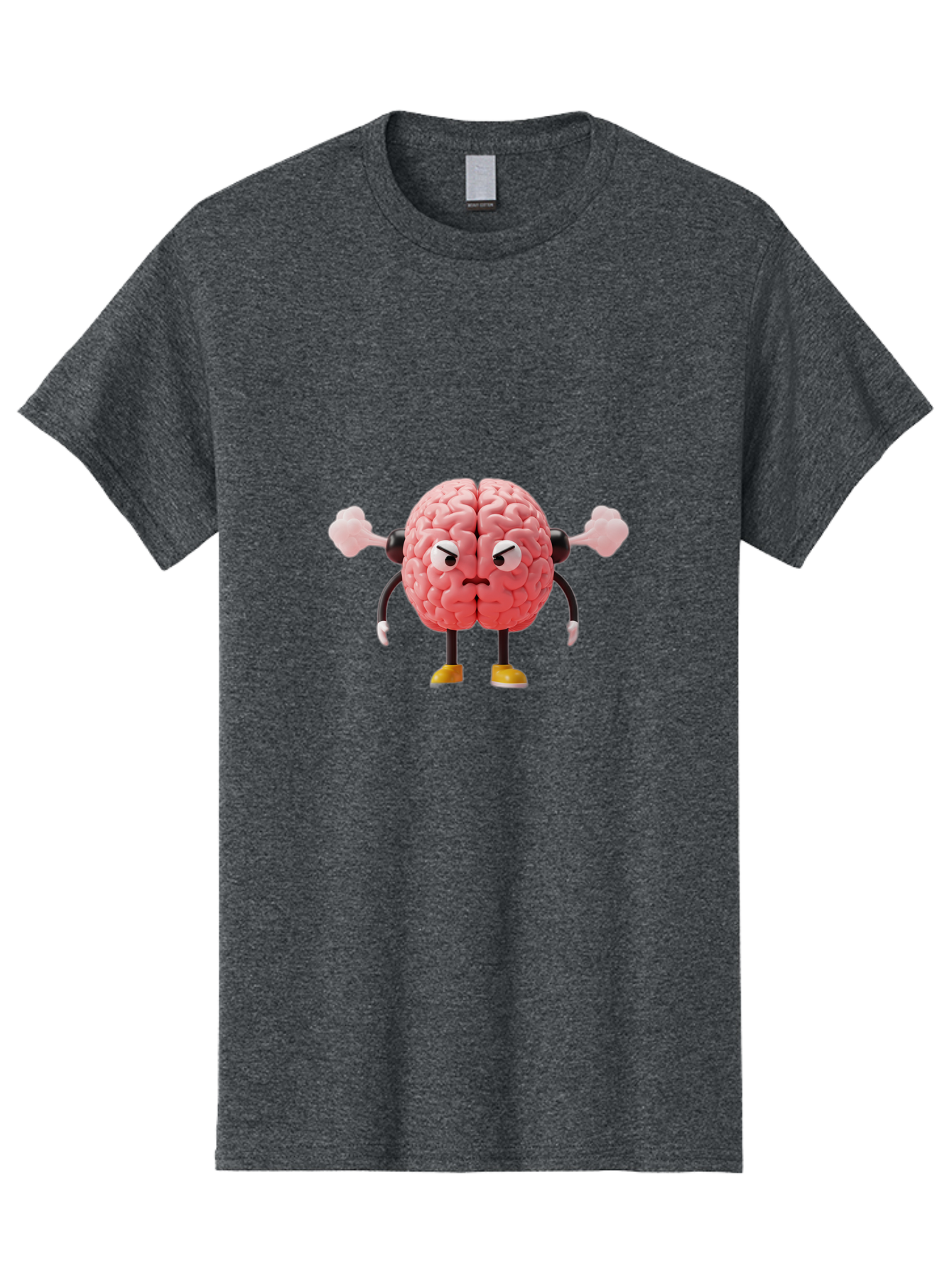 Angry-Brain-1 Men'S Graphic Tee, 100% Cotton, Comfortable Casual Summer Wear, Machine Washable, Angry Brain Character, Flexing Arms, Strong Brain, Cartoon Brain, Humorous Illustration, Brain With Attitude, Funny Brain Character, Baa130 11