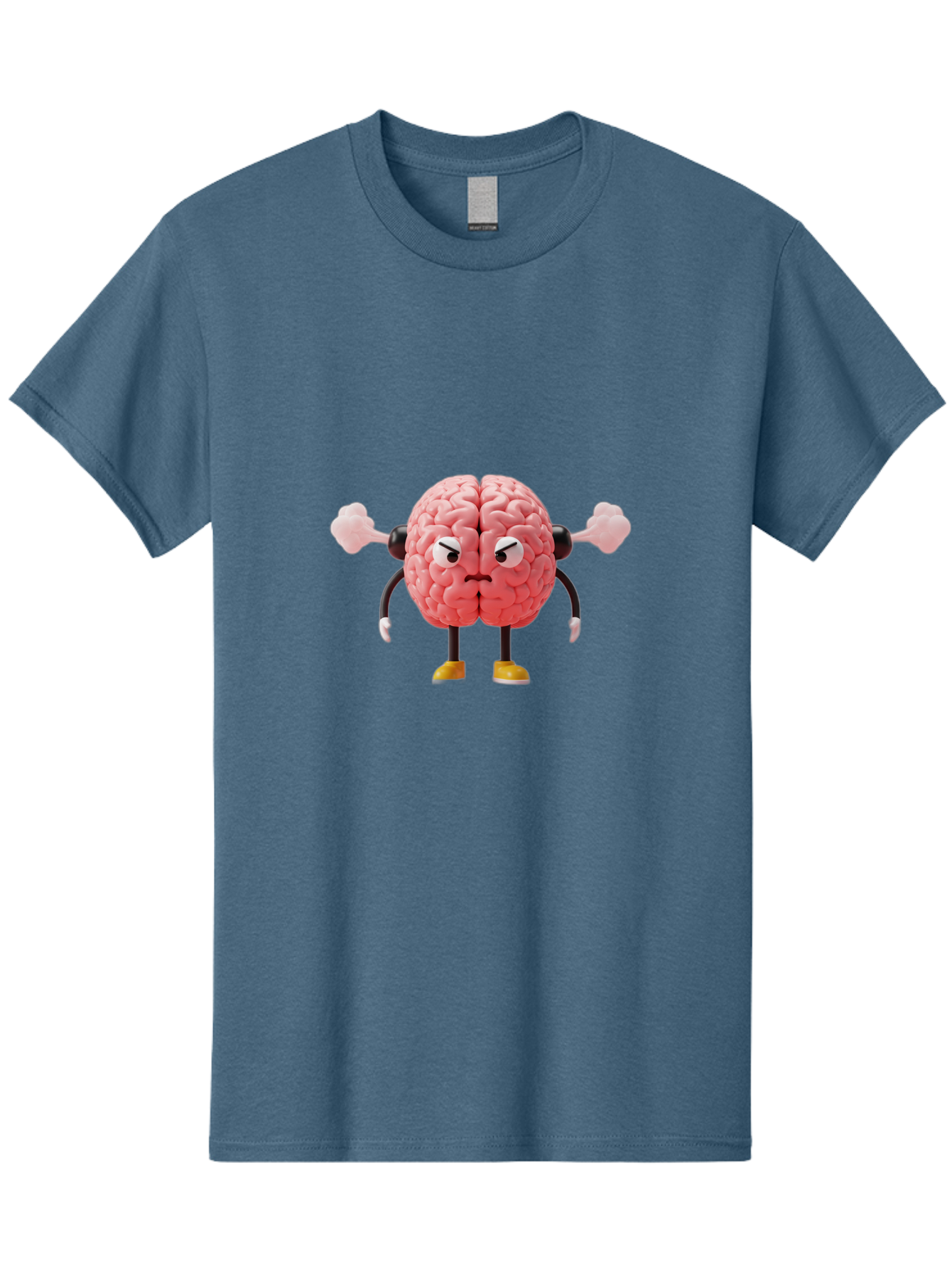 Angry-Brain-1 Men'S Graphic Tee, 100% Cotton, Comfortable Casual Summer Wear, Machine Washable, Angry Brain Character, Flexing Arms, Strong Brain, Cartoon Brain, Humorous Illustration, Brain With Attitude, Funny Brain Character, Baa130 29