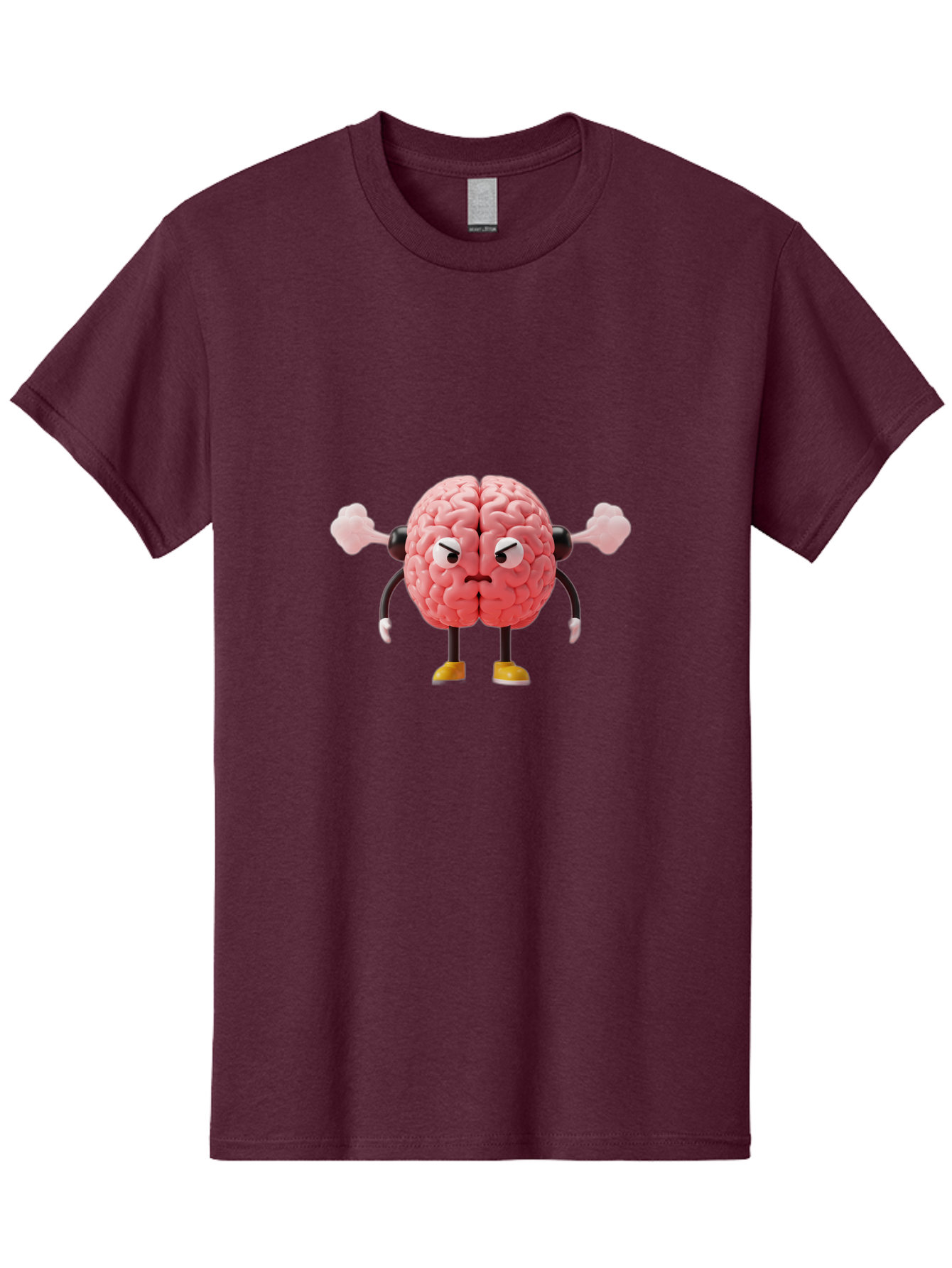 Angry-Brain-1 Men'S Graphic Tee, 100% Cotton, Comfortable Casual Summer Wear, Machine Washable, Angry Brain Character, Flexing Arms, Strong Brain, Cartoon Brain, Humorous Illustration, Brain With Attitude, Funny Brain Character, Baa130 19