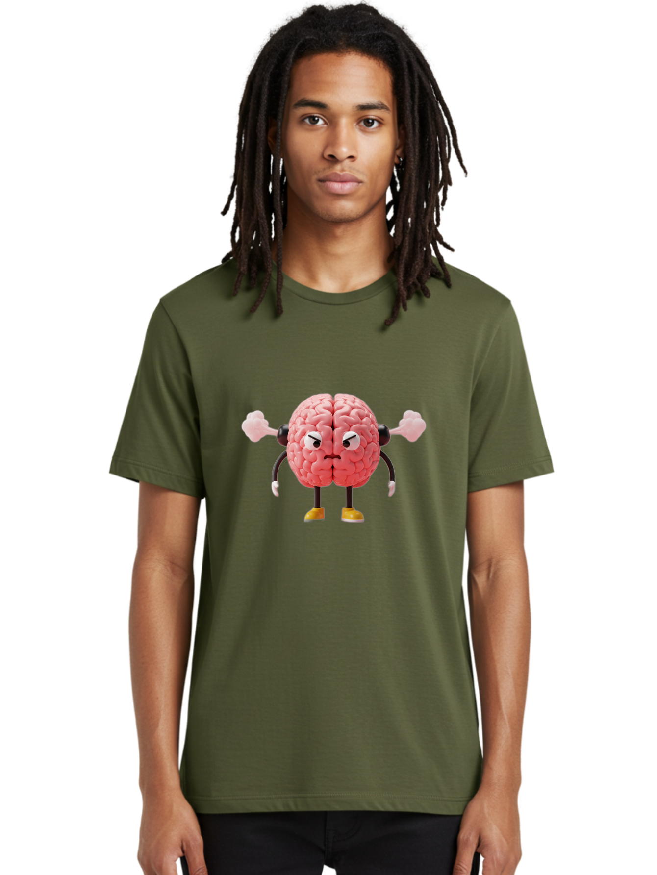 Angry-Brain-1 Men'S Graphic Tee, 100% Cotton, Comfortable Casual Summer Wear, Machine Washable, Angry Brain Character, Flexing Arms, Strong Brain, Cartoon Brain, Humorous Illustration, Brain With Attitude, Funny Brain Character, Baa130 18