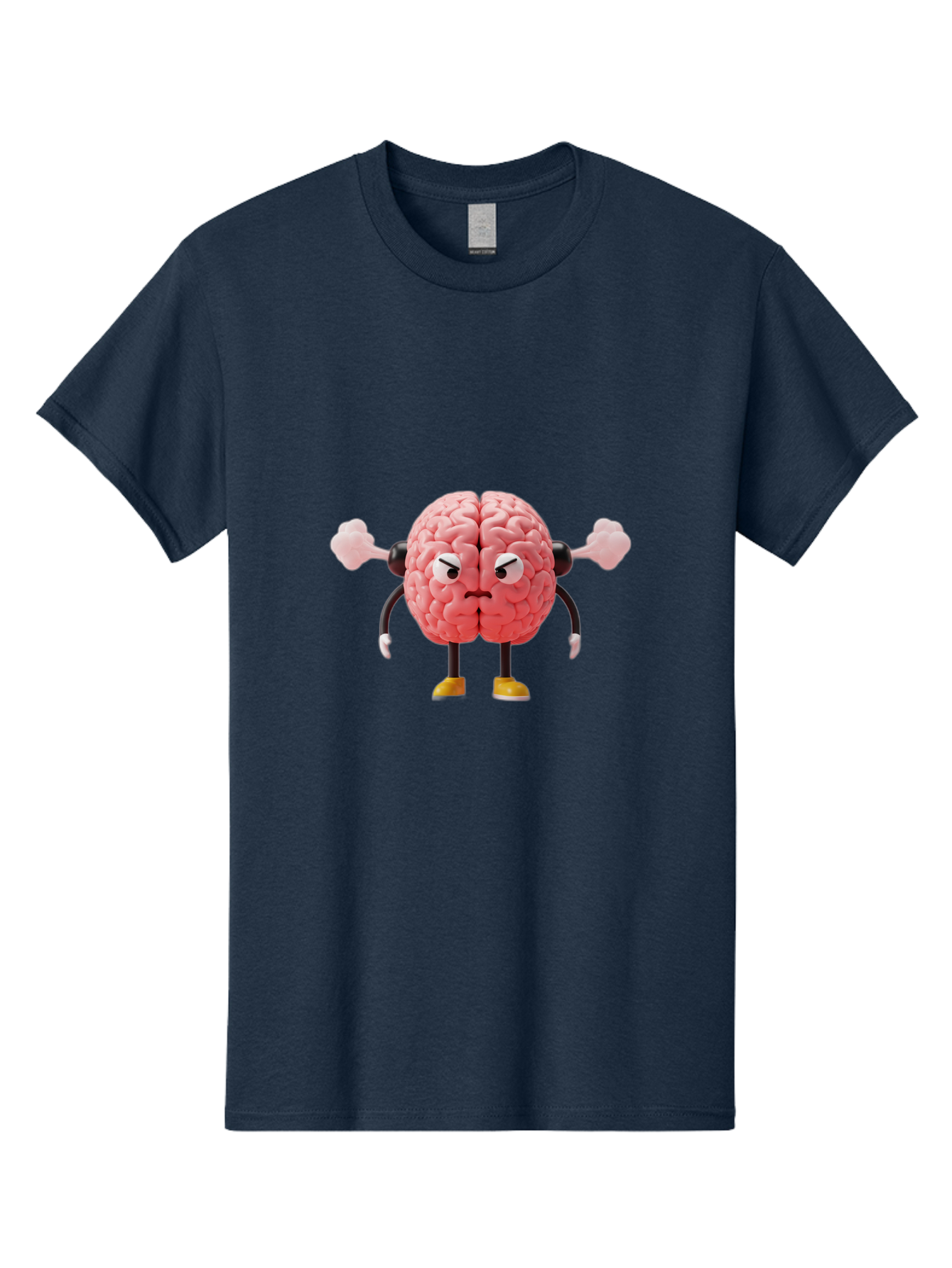 Angry-Brain-1 Men'S Graphic Tee, 100% Cotton, Comfortable Casual Summer Wear, Machine Washable, Angry Brain Character, Flexing Arms, Strong Brain, Cartoon Brain, Humorous Illustration, Brain With Attitude, Funny Brain Character, Baa130 13