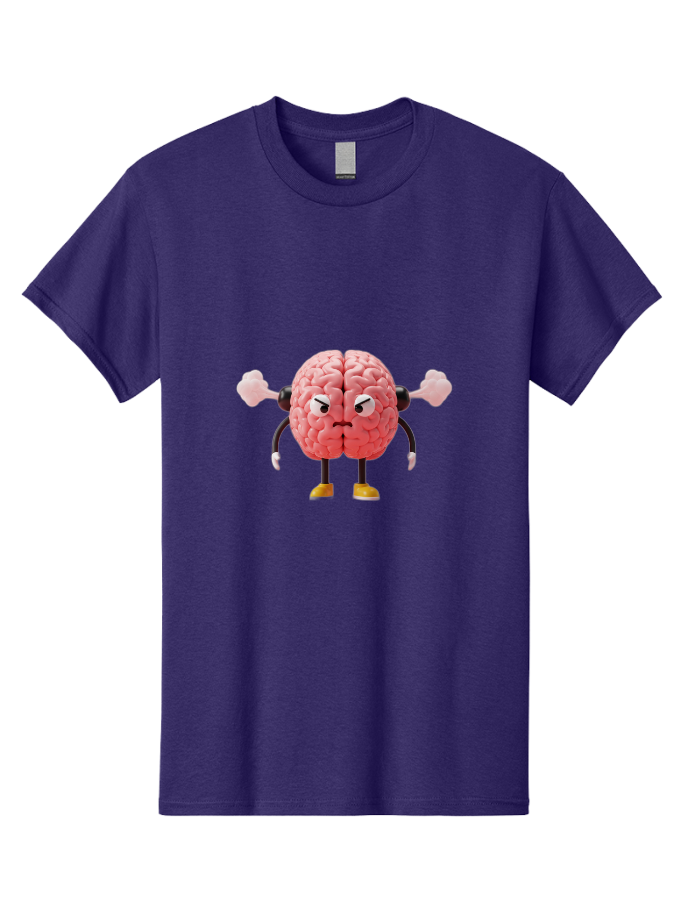 Angry-Brain-1 Men'S Graphic Tee, 100% Cotton, Comfortable Casual Summer Wear, Machine Washable, Angry Brain Character, Flexing Arms, Strong Brain, Cartoon Brain, Humorous Illustration, Brain With Attitude, Funny Brain Character, Baa130 15