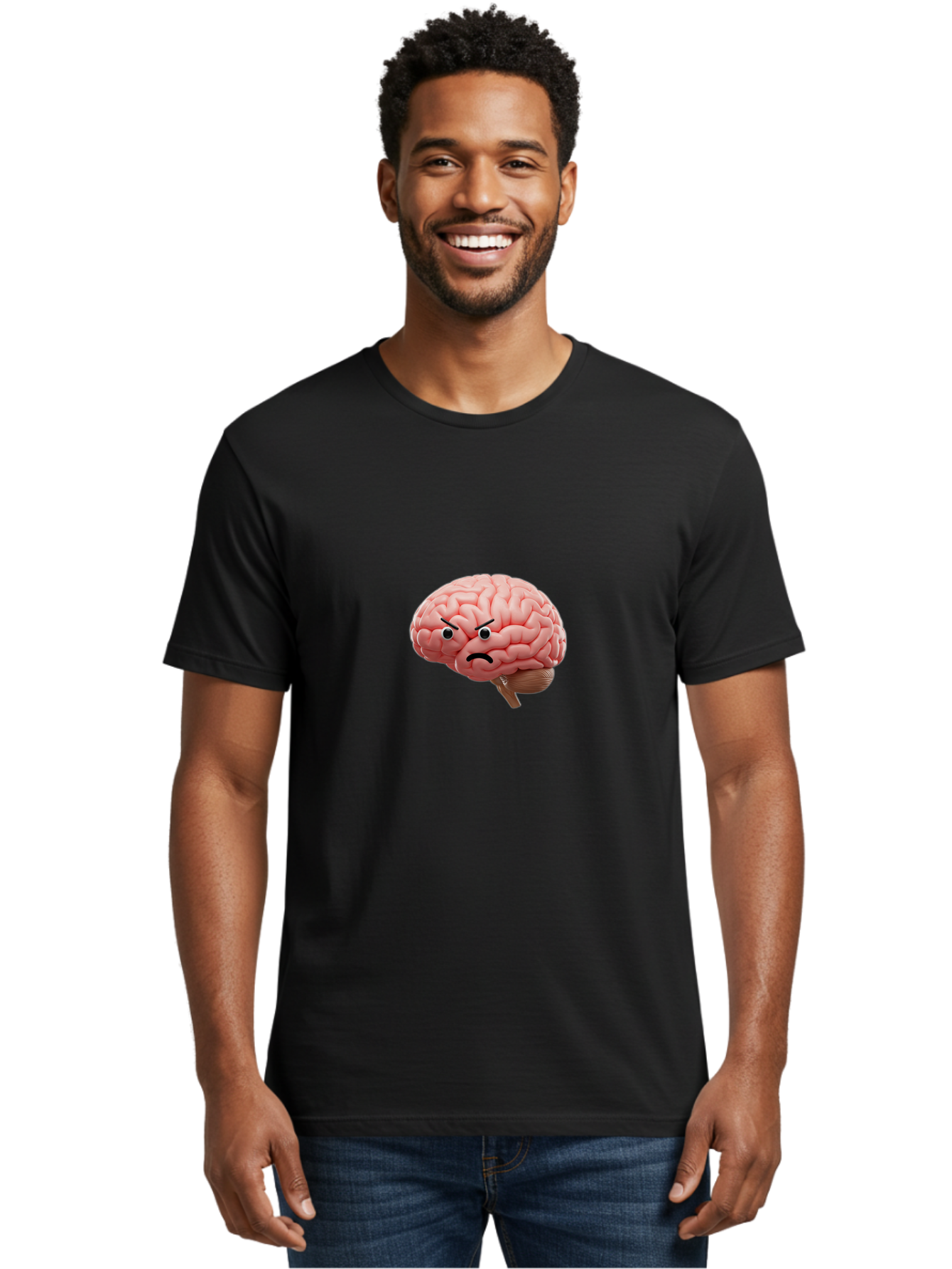 Angry-Brain Men'S Graphic Tee, 100% Cotton, Comfortable Casual Summer Wear, Machine Washable, Human Brain With Angry Face, Negative Emotions, Frustration, Cognitive Overload, Neuroscience, Mental Health, Brain Function, Emotional Intelligence Baa132 8