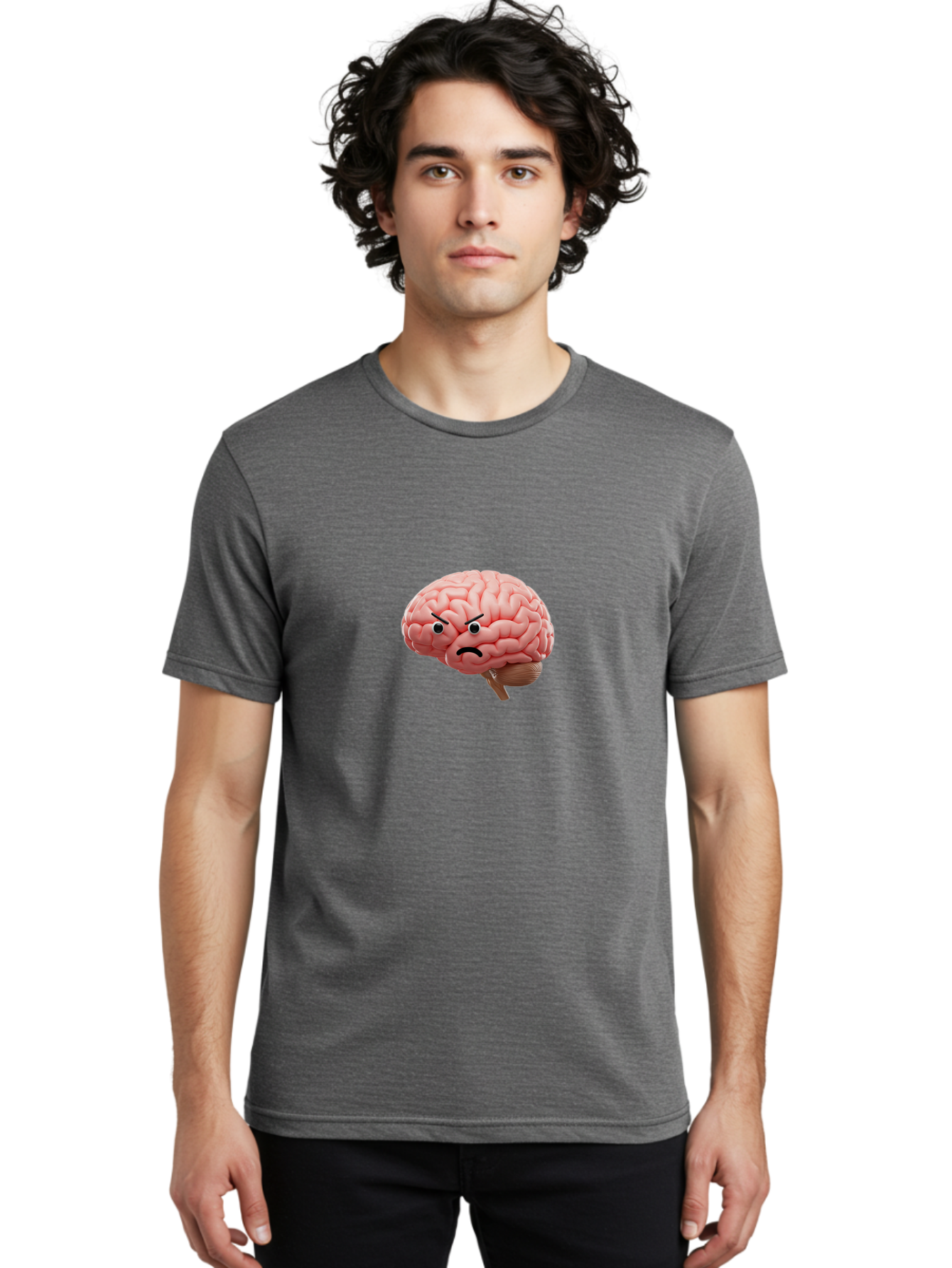 Angry-Brain Men'S Graphic Tee, 100% Cotton, Comfortable Casual Summer Wear, Machine Washable, Human Brain With Angry Face, Negative Emotions, Frustration, Cognitive Overload, Neuroscience, Mental Health, Brain Function, Emotional Intelligence Baa132 22