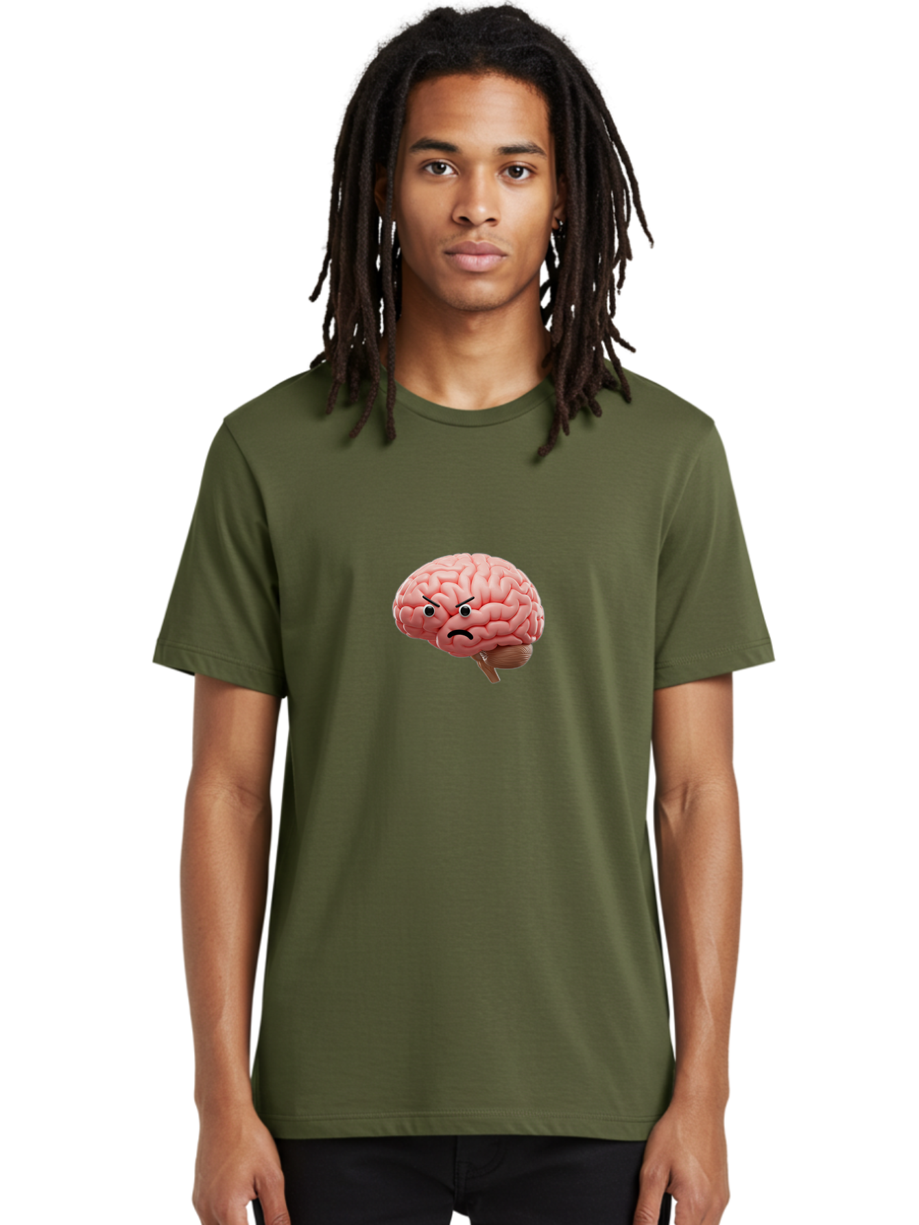 Angry-Brain Men'S Graphic Tee, 100% Cotton, Comfortable Casual Summer Wear, Machine Washable, Human Brain With Angry Face, Negative Emotions, Frustration, Cognitive Overload, Neuroscience, Mental Health, Brain Function, Emotional Intelligence Baa132 10
