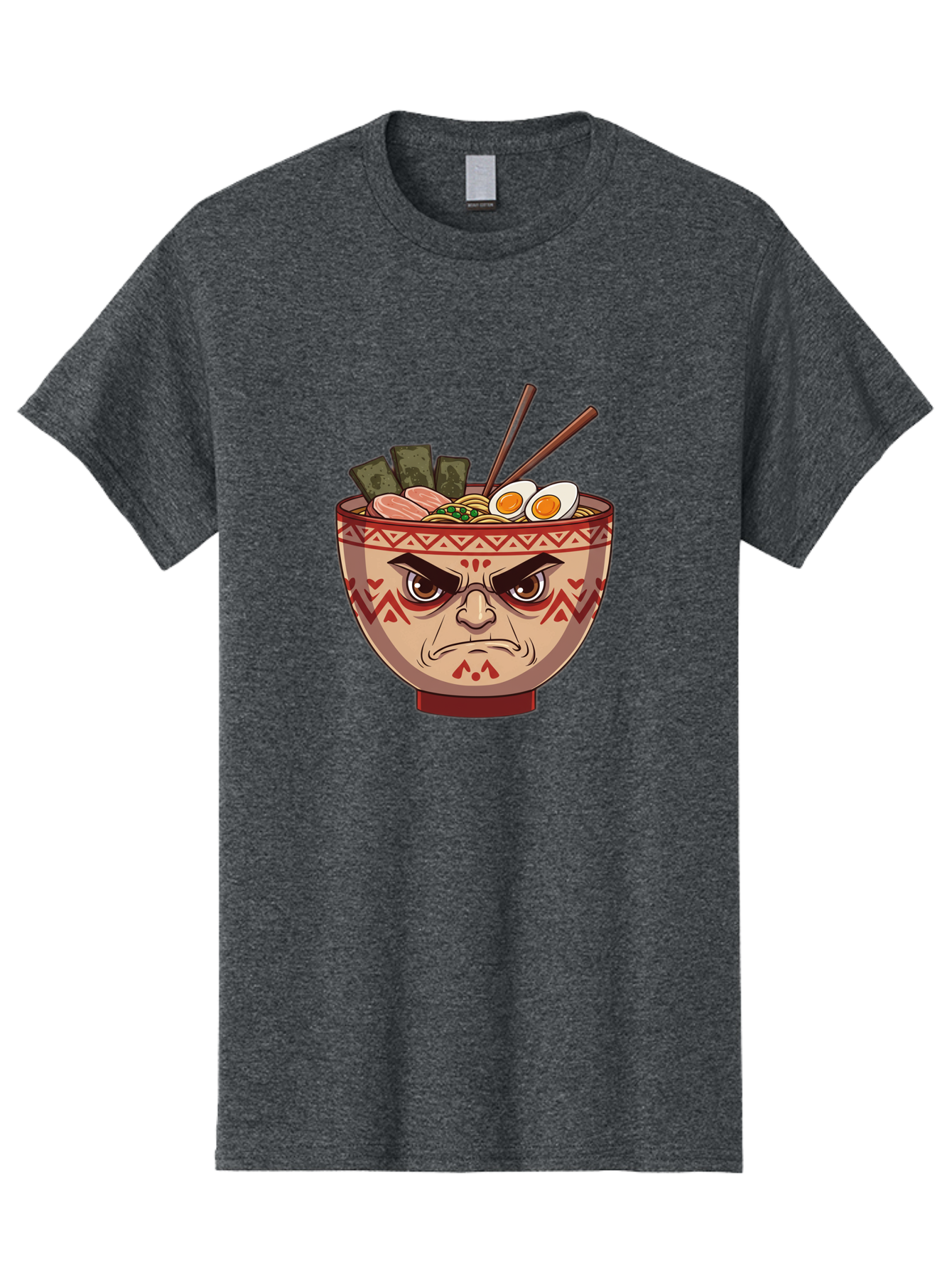 Angry-Ramen Men'S Graphic Tee, 100% Cotton, Comfortable Casual Summer Wear, Machine Washable, Angry Ramen Bowl, Angry Face, Ramen Noodles, Boiled Egg, Seaweed, Chopsticks, Kawaii, Cartoon Character, Ramen Toppings, Angry Eyes Baa134 29
