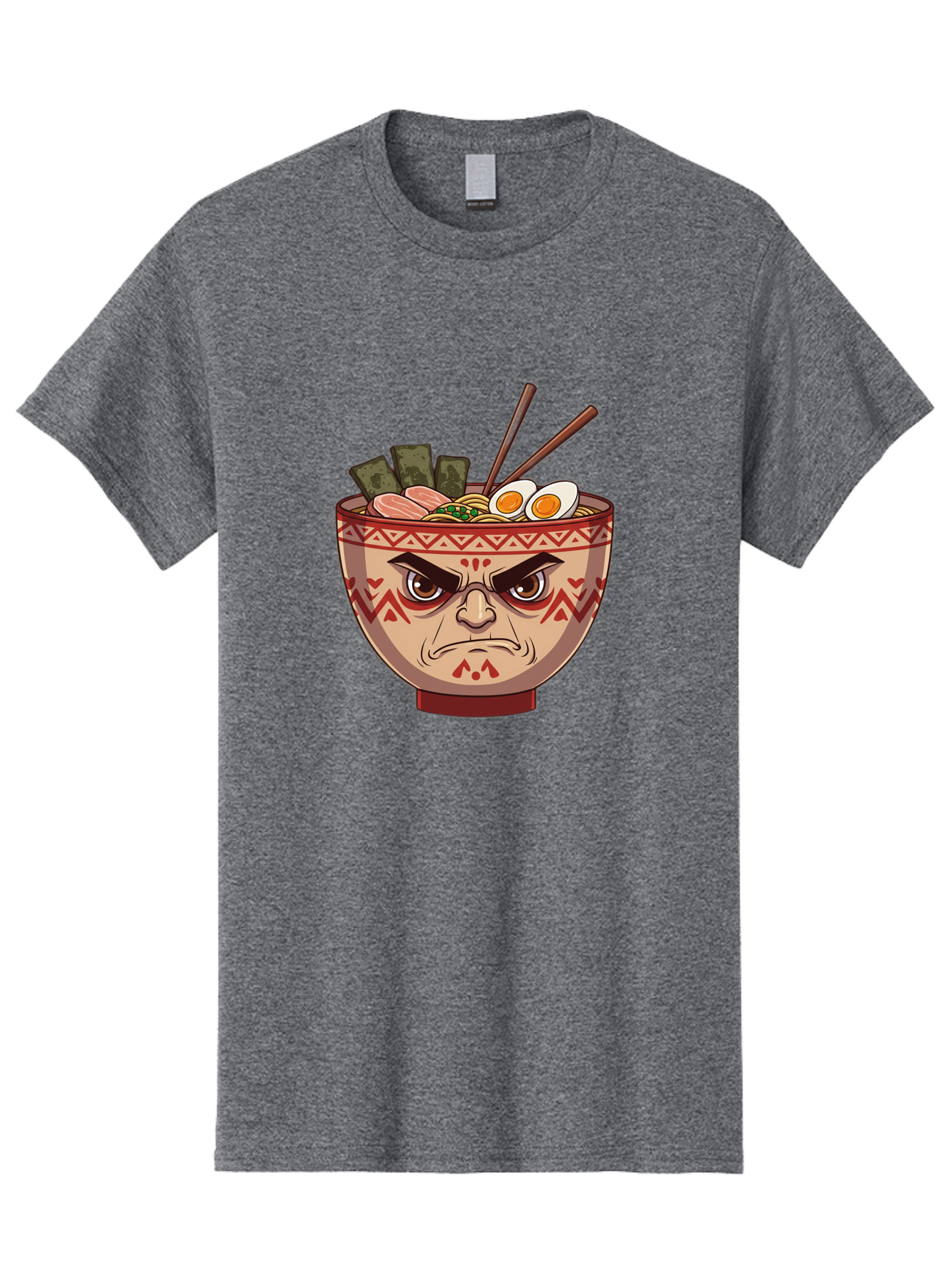 Angry-Ramen Men'S Graphic Tee, 100% Cotton, Comfortable Casual Summer Wear, Machine Washable, Angry Ramen Bowl, Angry Face, Ramen Noodles, Boiled Egg, Seaweed, Chopsticks, Kawaii, Cartoon Character, Ramen Toppings, Angry Eyes Baa134 27