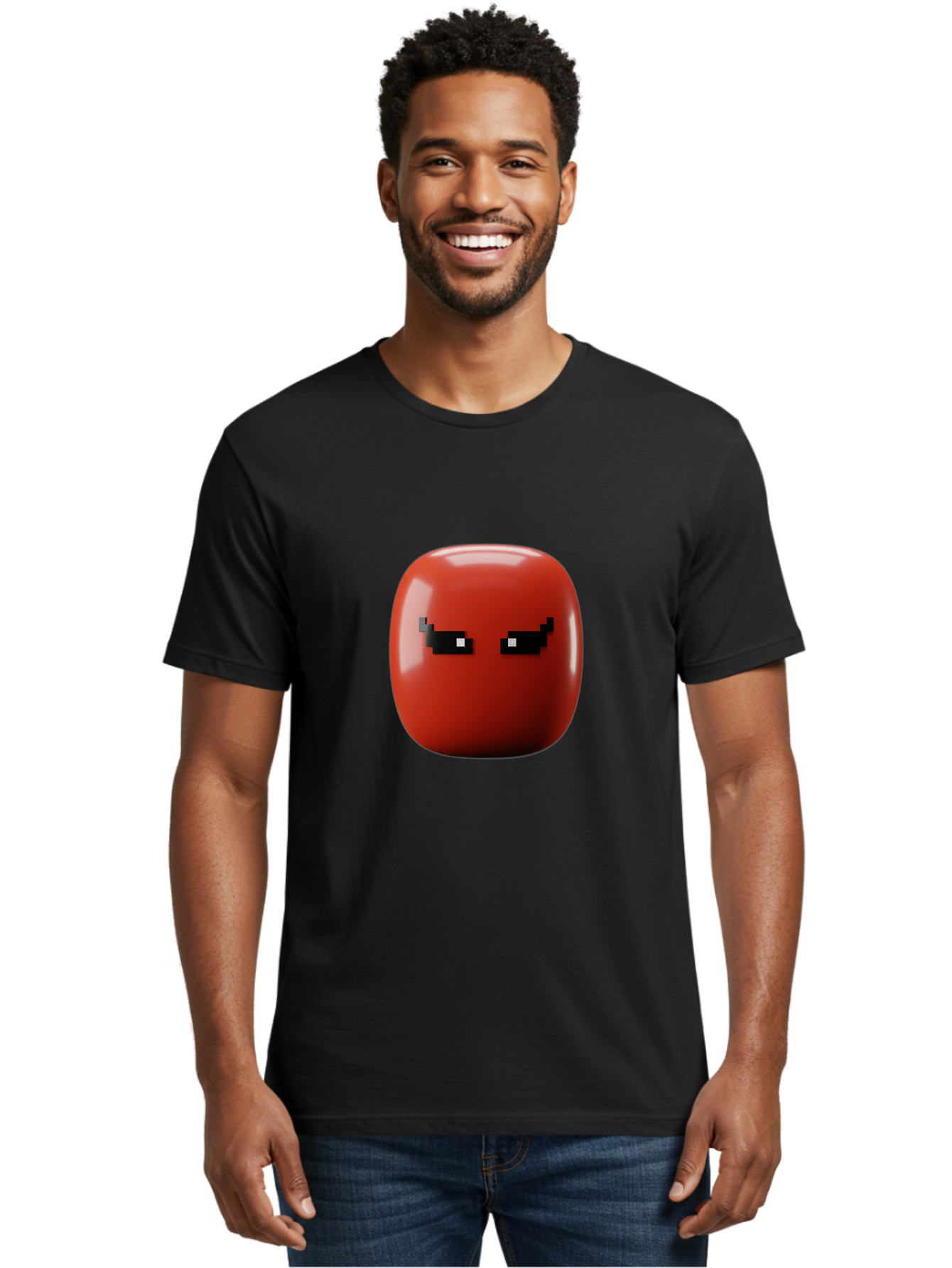Angry-Tomato Men'S Graphic Tee, 100% Cotton, Comfortable Casual Summer Wear, Machine Washable, Angry Face, Pixel Art Style, Digital Illustration, Red Tomato, Emotive Expression, Playful Design, Cartoon Character Baa135 2