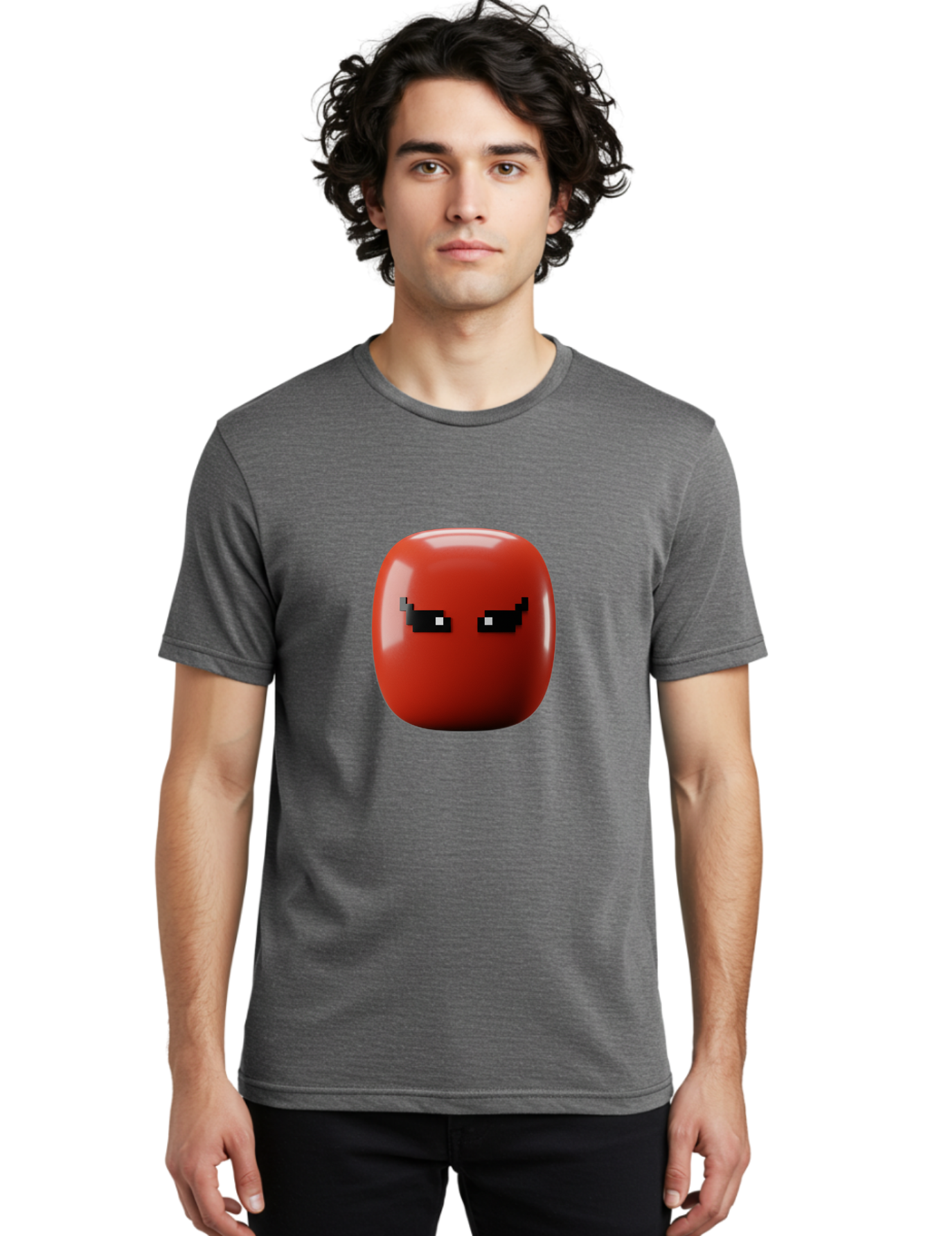 Angry-Tomato Men'S Graphic Tee, 100% Cotton, Comfortable Casual Summer Wear, Machine Washable, Angry Face, Pixel Art Style, Digital Illustration, Red Tomato, Emotive Expression, Playful Design, Cartoon Character Baa135 12