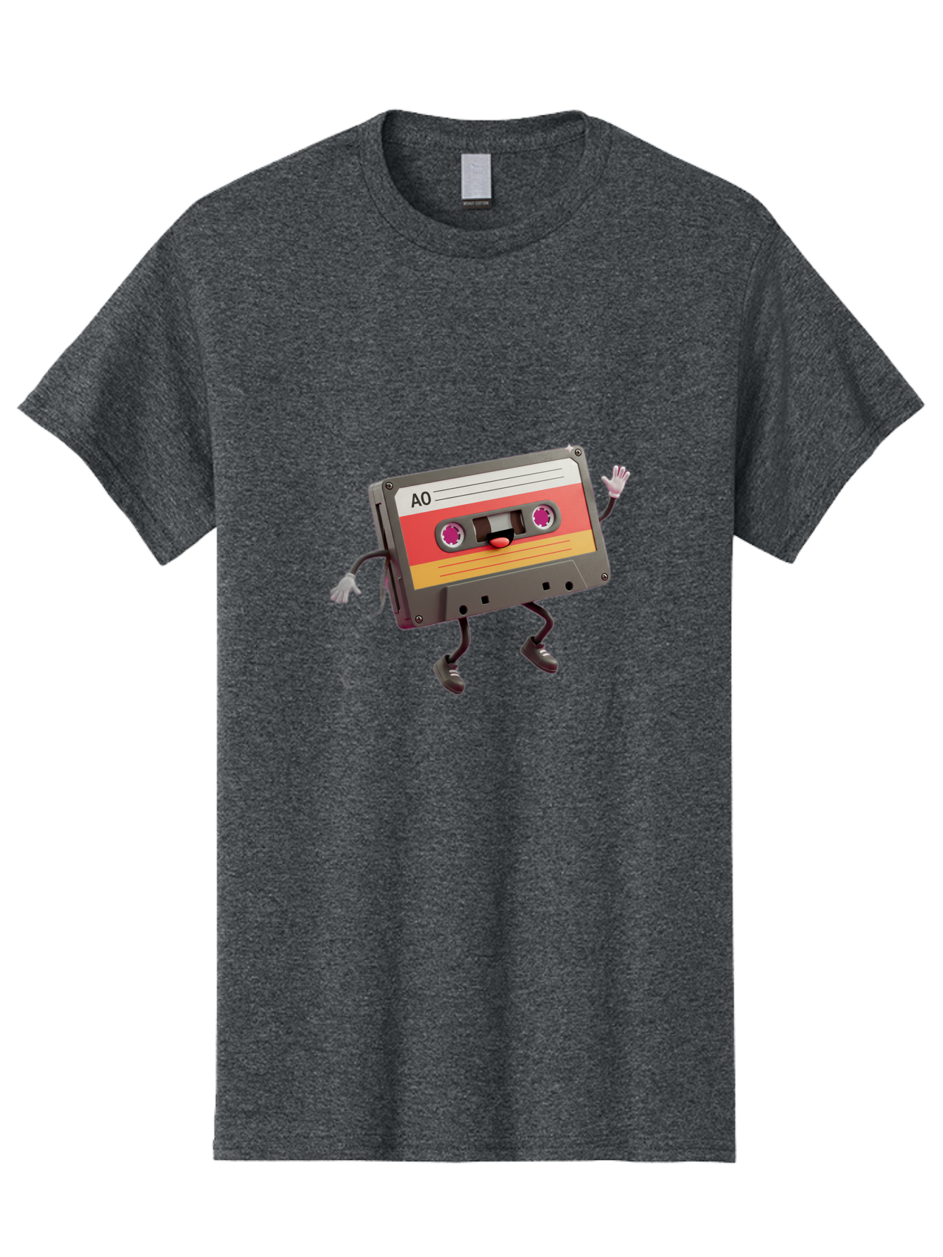 Ao-Cassette Men'S Graphic Tee, 100% Cotton, Comfortable Casual Summer Wear, Machine Washable, Retro Cassette Tape, Character Design, Anthropomorphic Object, Music Nostalgia, Vintage Technology, 80S And 90S Memorabilia, Funky Illustration, Baa136 23