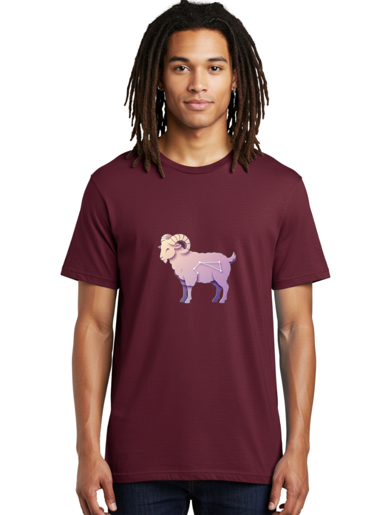 Aries-Constellation-Goat Men'S Graphic Tee, 100% Cotton, Comfortable Casual Summer Wear, Machine Washable, Ram Constellation, Aries Zodiac Sign, Goat Symbolism, Astrology Illustration, Horoscope Graphics, Constellation Diagram, Zodiac Artwork Baa138 2