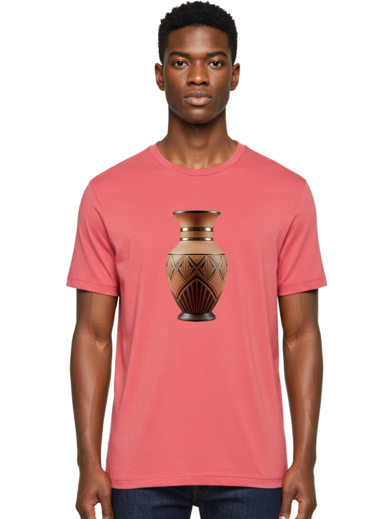 Art-Deco-Vase Men'S Graphic Tee, 100% Cotton, Comfortable Casual Summer Wear, Machine Washable, Copper Vase, Antique Vase, Decorative Vase, Geometric Patterns, Ornate Design, Vintage Decor, Luxury Home Decor, Elegant Interior Design, Baa139 22