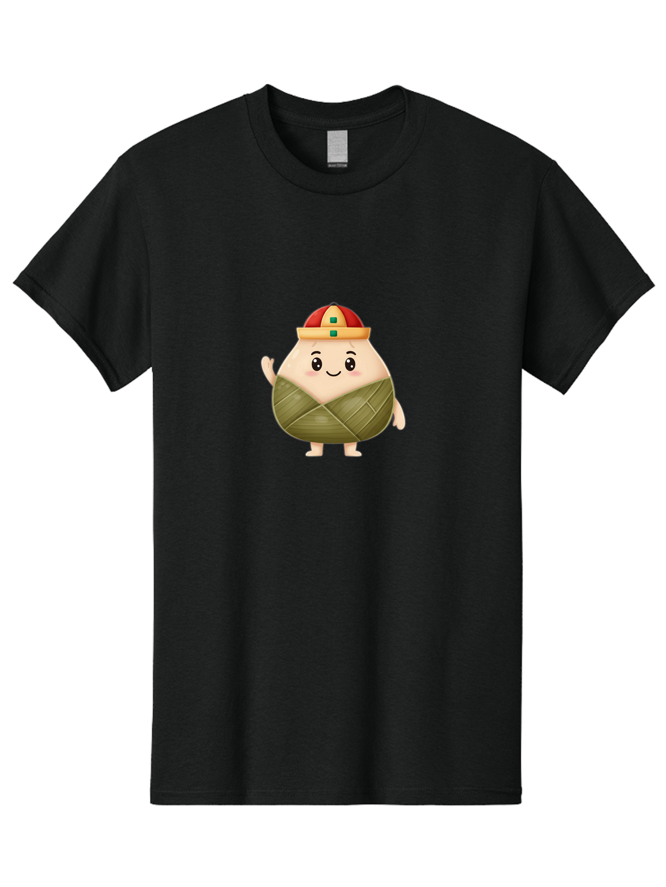 Bak-Chang Men'S Graphic Tee, 100% Cotton, Comfortable Casual Summer Wear, Machine Washable, Zongzi Cartoon Character, Dumpling Wrapped In Leaves, Chinese Traditional Food, Kawaii Illustration, Smiling Dumpling, Cute Mascot, Festive Hat, Baa145 1