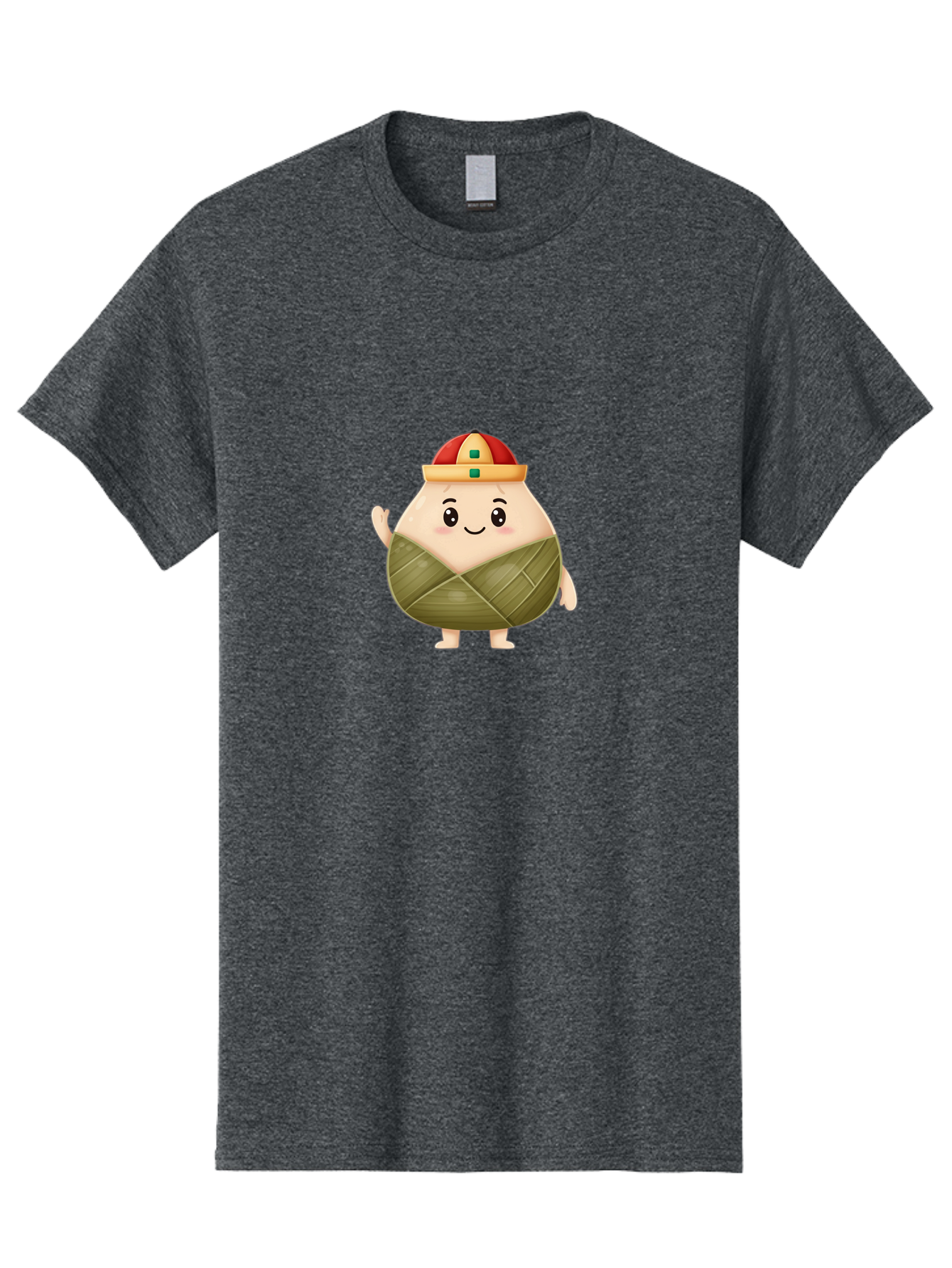 Bak-Chang Men'S Graphic Tee, 100% Cotton, Comfortable Casual Summer Wear, Machine Washable, Zongzi Cartoon Character, Dumpling Wrapped In Leaves, Chinese Traditional Food, Kawaii Illustration, Smiling Dumpling, Cute Mascot, Festive Hat, Baa145 11