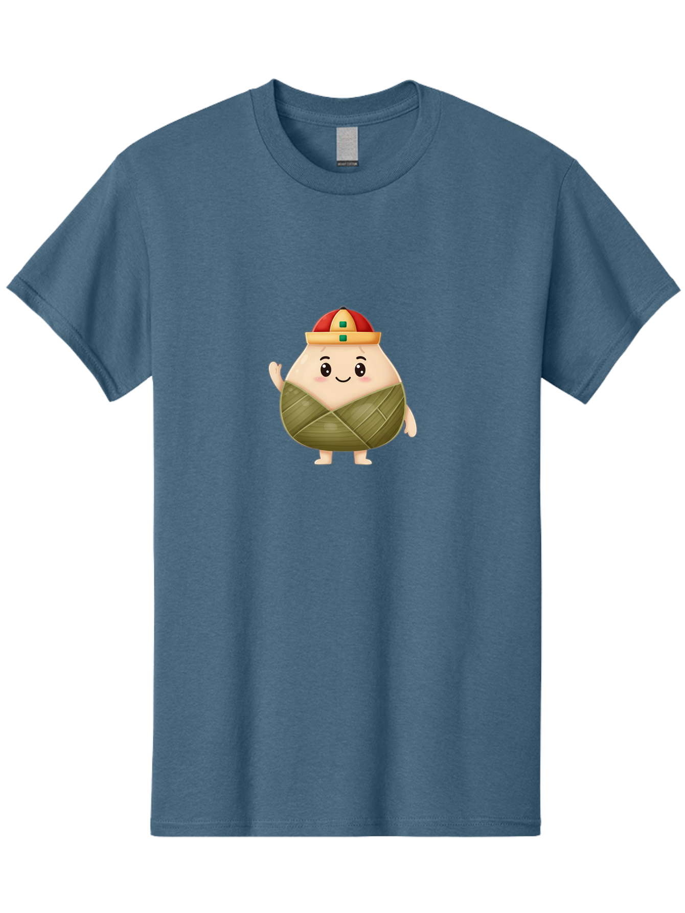 Bak-Chang Men'S Graphic Tee, 100% Cotton, Comfortable Casual Summer Wear, Machine Washable, Zongzi Cartoon Character, Dumpling Wrapped In Leaves, Chinese Traditional Food, Kawaii Illustration, Smiling Dumpling, Cute Mascot, Festive Hat, Baa145 3
