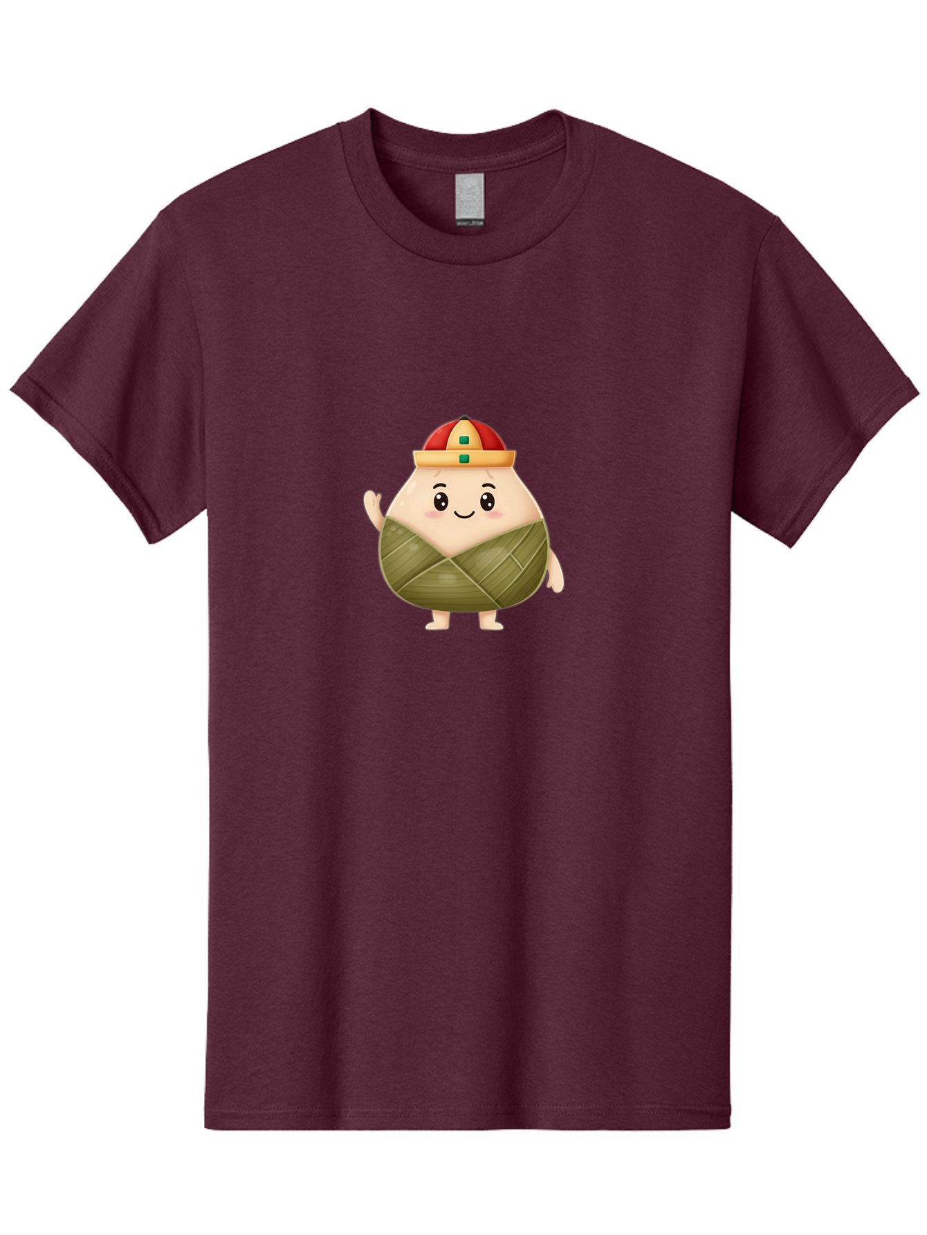 Bak-Chang Men'S Graphic Tee, 100% Cotton, Comfortable Casual Summer Wear, Machine Washable, Zongzi Cartoon Character, Dumpling Wrapped In Leaves, Chinese Traditional Food, Kawaii Illustration, Smiling Dumpling, Cute Mascot, Festive Hat, Baa145 13
