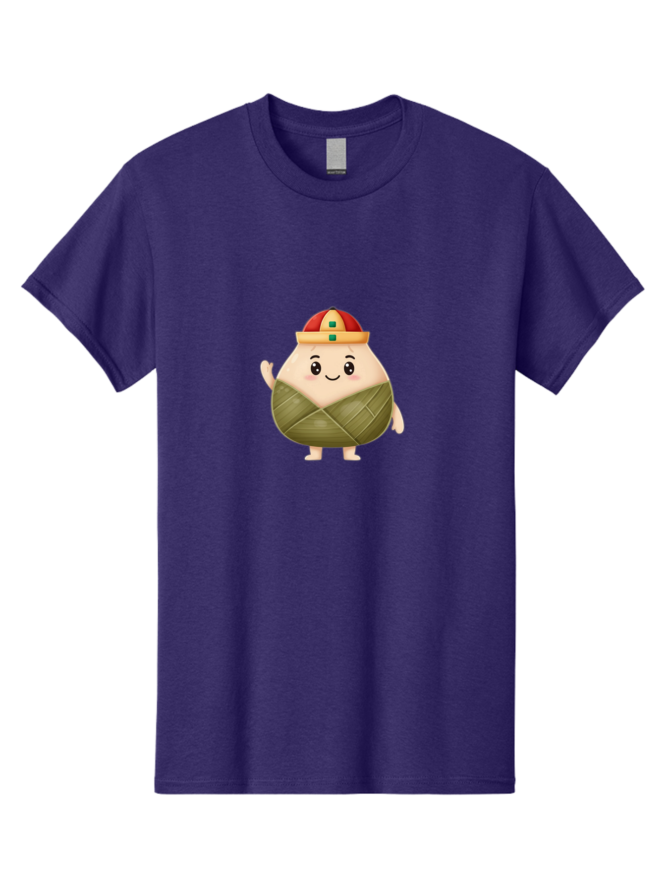 Bak-Chang Men'S Graphic Tee, 100% Cotton, Comfortable Casual Summer Wear, Machine Washable, Zongzi Cartoon Character, Dumpling Wrapped In Leaves, Chinese Traditional Food, Kawaii Illustration, Smiling Dumpling, Cute Mascot, Festive Hat, Baa145 29