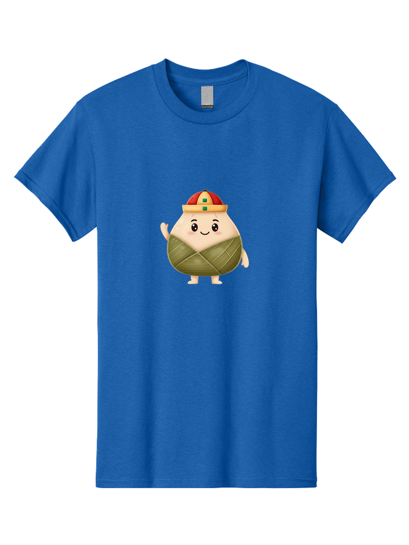 Bak-Chang Men'S Graphic Tee, 100% Cotton, Comfortable Casual Summer Wear, Machine Washable, Zongzi Cartoon Character, Dumpling Wrapped In Leaves, Chinese Traditional Food, Kawaii Illustration, Smiling Dumpling, Cute Mascot, Festive Hat, Baa145 25