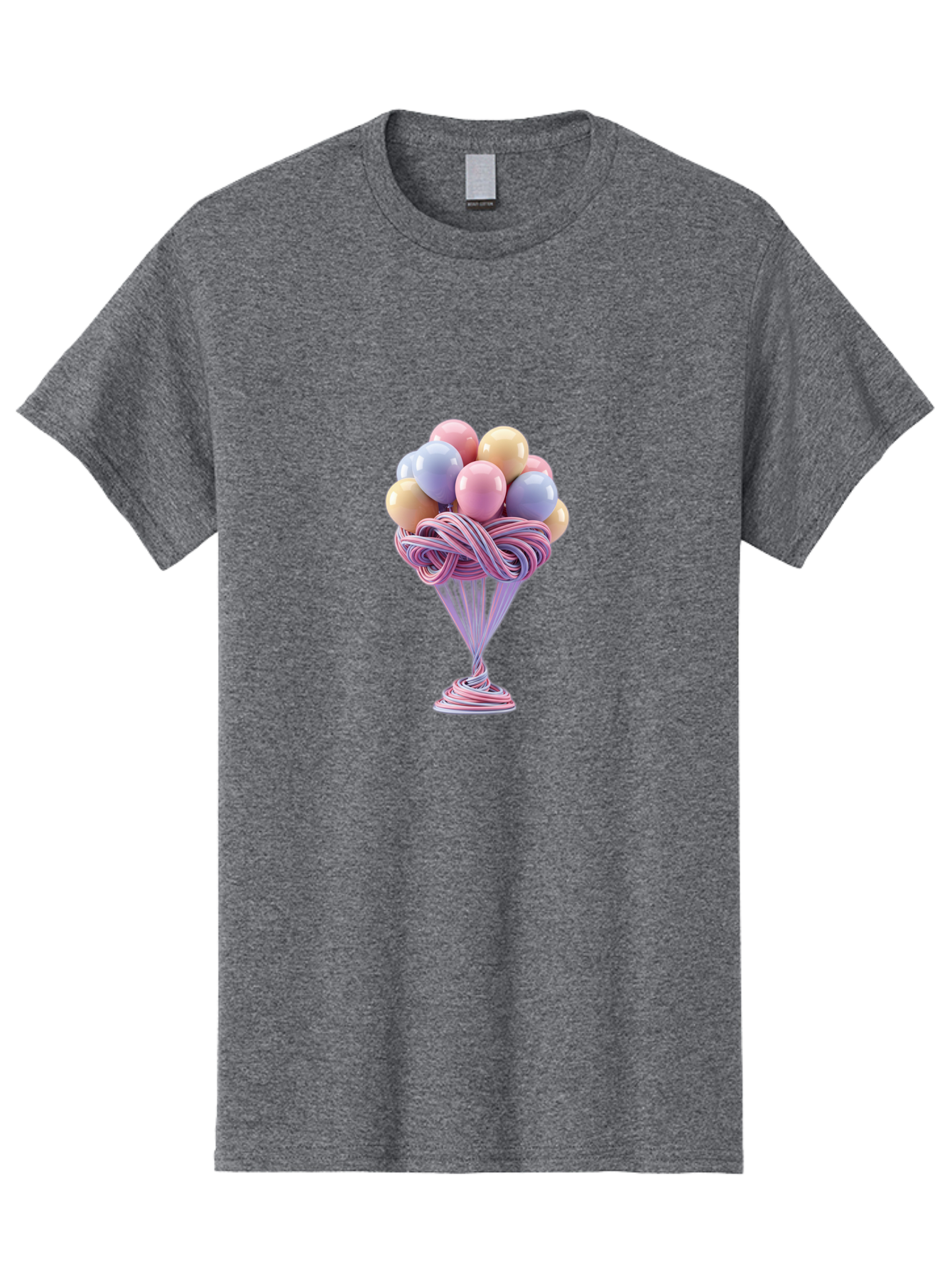Balloons-In-Funnel Men'S Graphic Tee, 100% Cotton, Comfortable Casual Summer Wear, Machine Washable, Pastel Balloons, Colorful Balloons, Balloons In Glass, Twisted Ribbons, Festive Decoration, Party Decor, Celebratory Balloons, Vibrant Colors Baa146 3