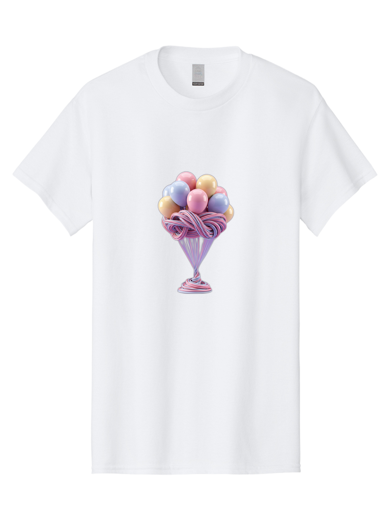 Balloons-In-Funnel Men'S Graphic Tee, 100% Cotton, Comfortable Casual Summer Wear, Machine Washable, Pastel Balloons, Colorful Balloons, Balloons In Glass, Twisted Ribbons, Festive Decoration, Party Decor, Celebratory Balloons, Vibrant Colors Baa146 5