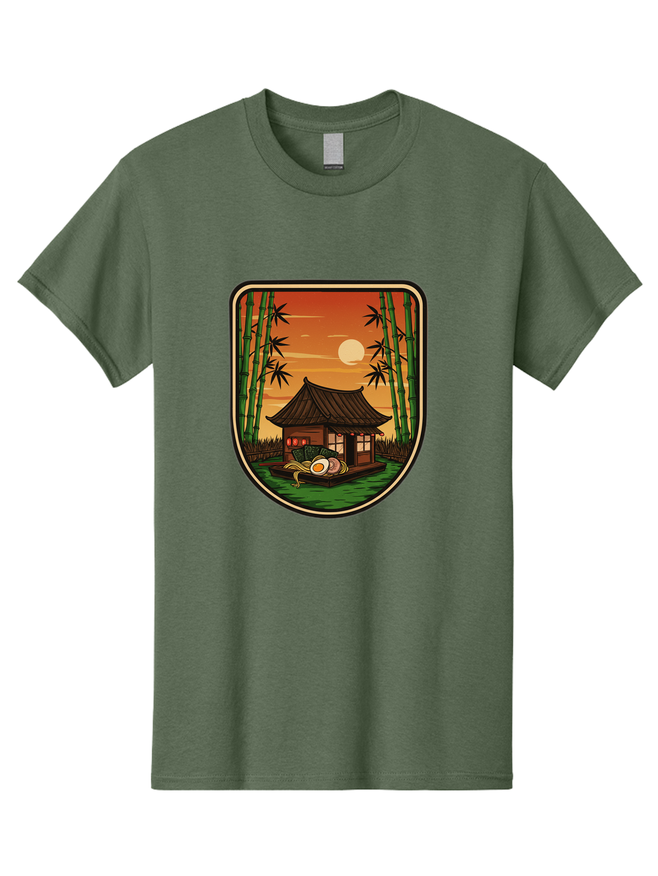 Bamboo-House Men'S Graphic Tee, 100% Cotton, Comfortable Casual Summer Wear, Machine Washable, Sake Bottle, Bamboo Forest, Traditional Japanese House, Serene Landscape, Peaceful Atmosphere, Japanese Culture, Evening Scene, Full Moon, Baa147 29