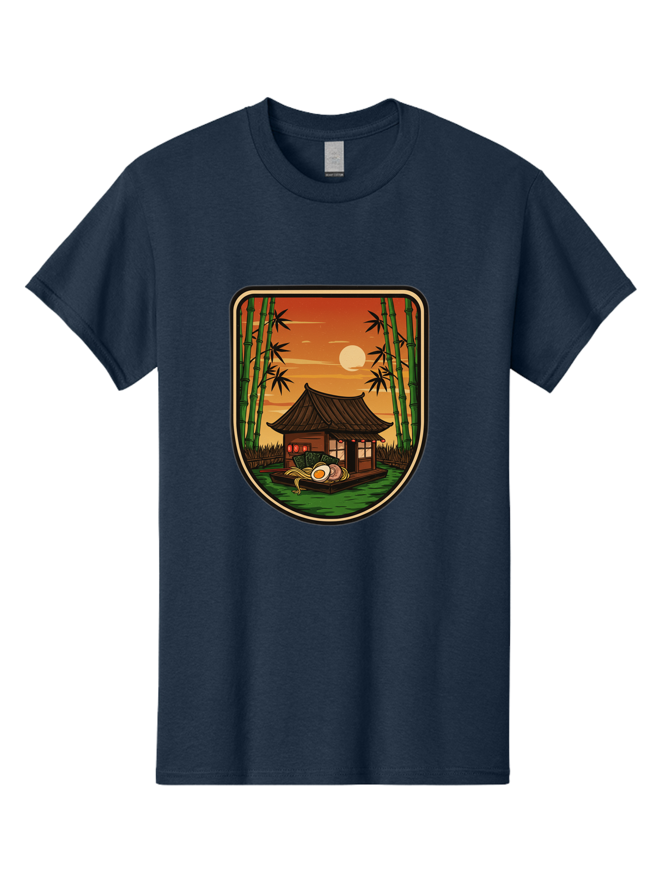 Bamboo-House Men'S Graphic Tee, 100% Cotton, Comfortable Casual Summer Wear, Machine Washable, Sake Bottle, Bamboo Forest, Traditional Japanese House, Serene Landscape, Peaceful Atmosphere, Japanese Culture, Evening Scene, Full Moon, Baa147 27