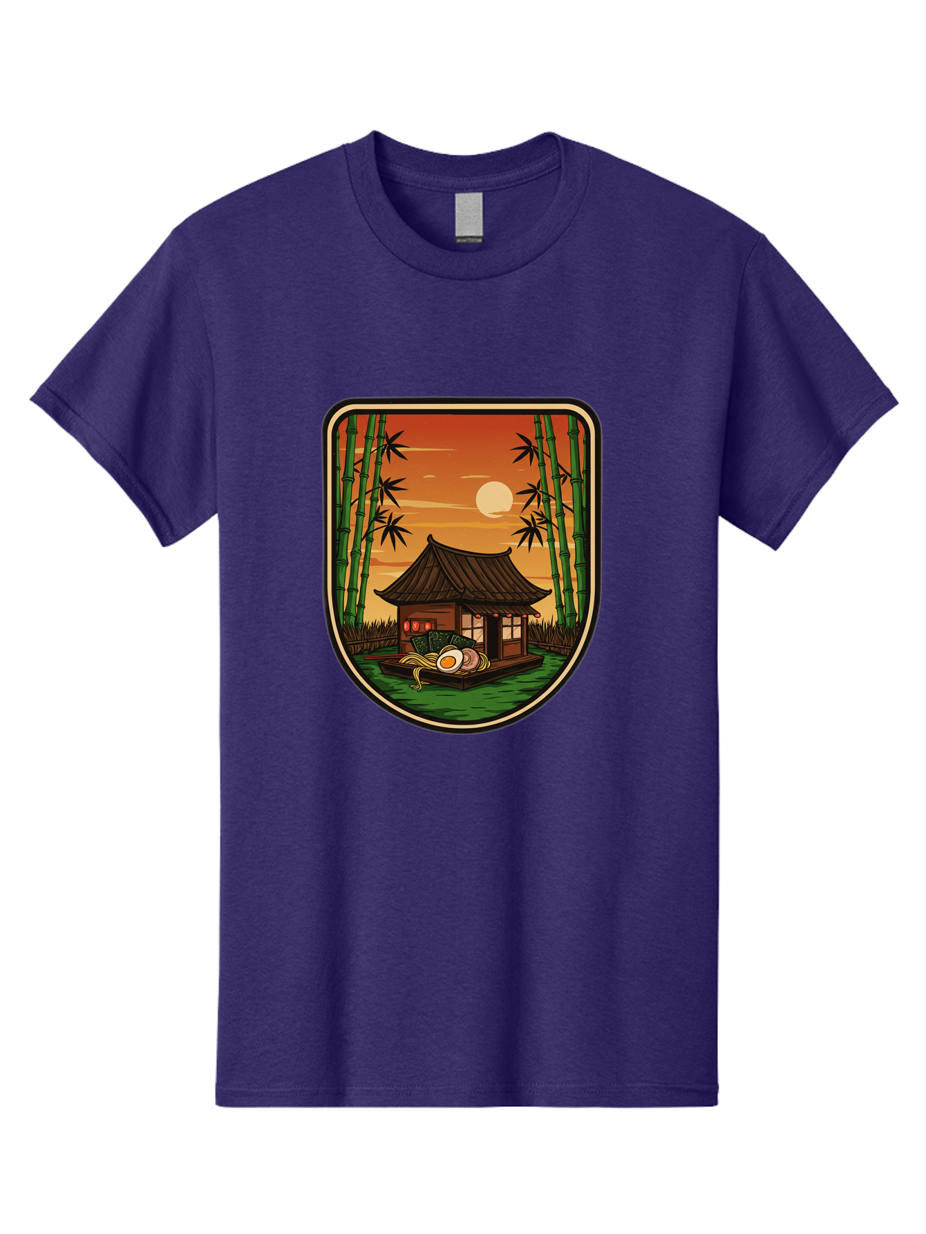 Bamboo-House Men'S Graphic Tee, 100% Cotton, Comfortable Casual Summer Wear, Machine Washable, Sake Bottle, Bamboo Forest, Traditional Japanese House, Serene Landscape, Peaceful Atmosphere, Japanese Culture, Evening Scene, Full Moon, Baa147 19