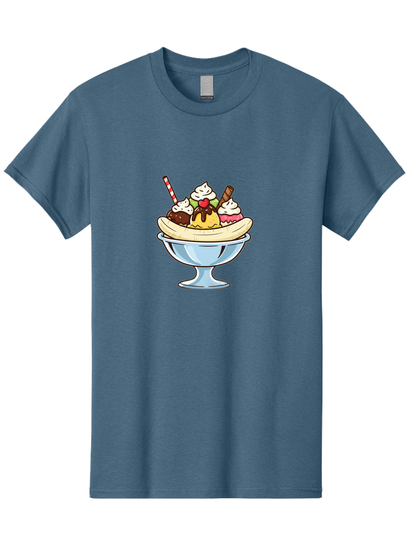 Banana-Split Men'S Graphic Tee, 100% Cotton, Comfortable Casual Summer Wear, Machine Washable, Banana Split, Sundae, Ice Cream Dessert, Whipped Cream, Chocolate Sauce, Cherry On Top, Colorful Treats, Sweet Indulgence Baa148 17