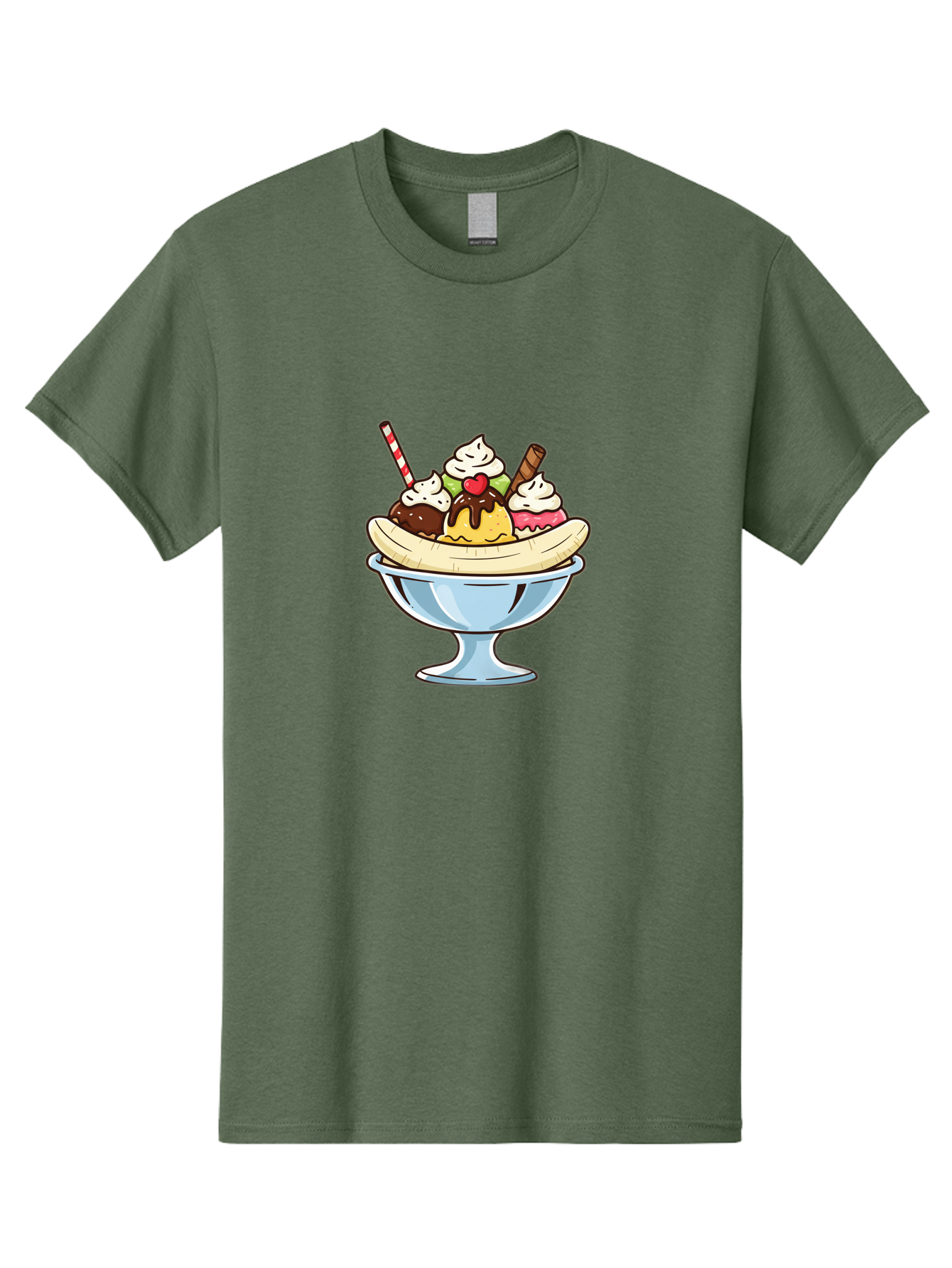 Banana-Split Men'S Graphic Tee, 100% Cotton, Comfortable Casual Summer Wear, Machine Washable, Banana Split, Sundae, Ice Cream Dessert, Whipped Cream, Chocolate Sauce, Cherry On Top, Colorful Treats, Sweet Indulgence Baa148 27