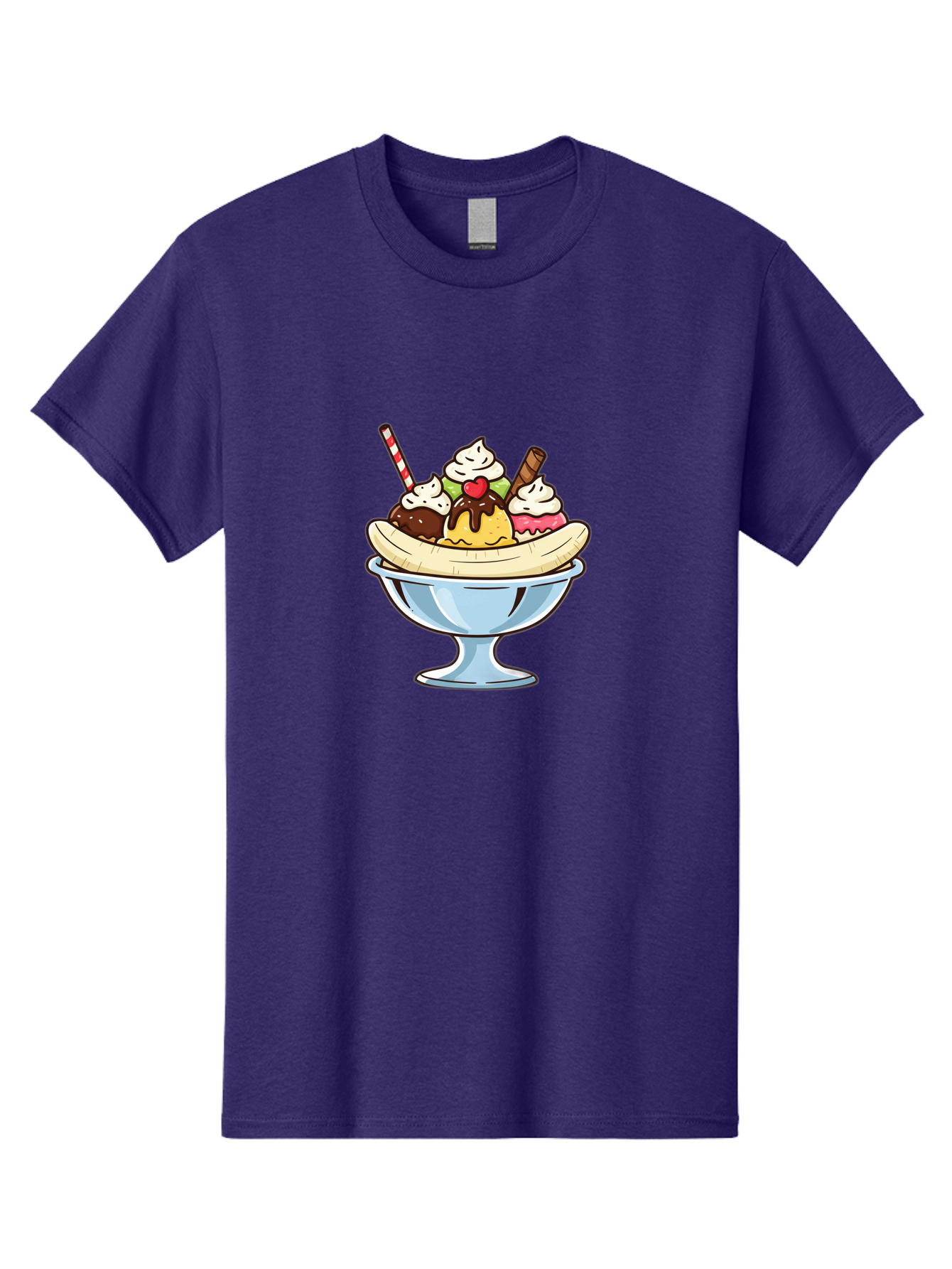 Banana-Split Men'S Graphic Tee, 100% Cotton, Comfortable Casual Summer Wear, Machine Washable, Banana Split, Sundae, Ice Cream Dessert, Whipped Cream, Chocolate Sauce, Cherry On Top, Colorful Treats, Sweet Indulgence Baa148 11