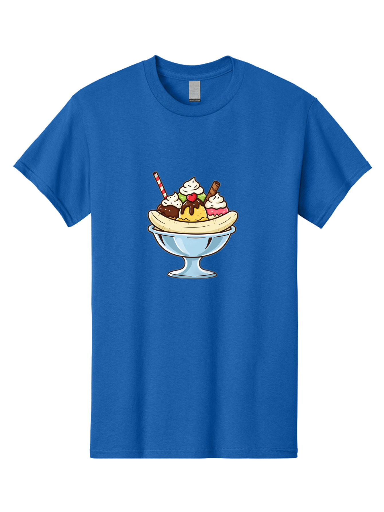 Banana-Split Men'S Graphic Tee, 100% Cotton, Comfortable Casual Summer Wear, Machine Washable, Banana Split, Sundae, Ice Cream Dessert, Whipped Cream, Chocolate Sauce, Cherry On Top, Colorful Treats, Sweet Indulgence Baa148 29