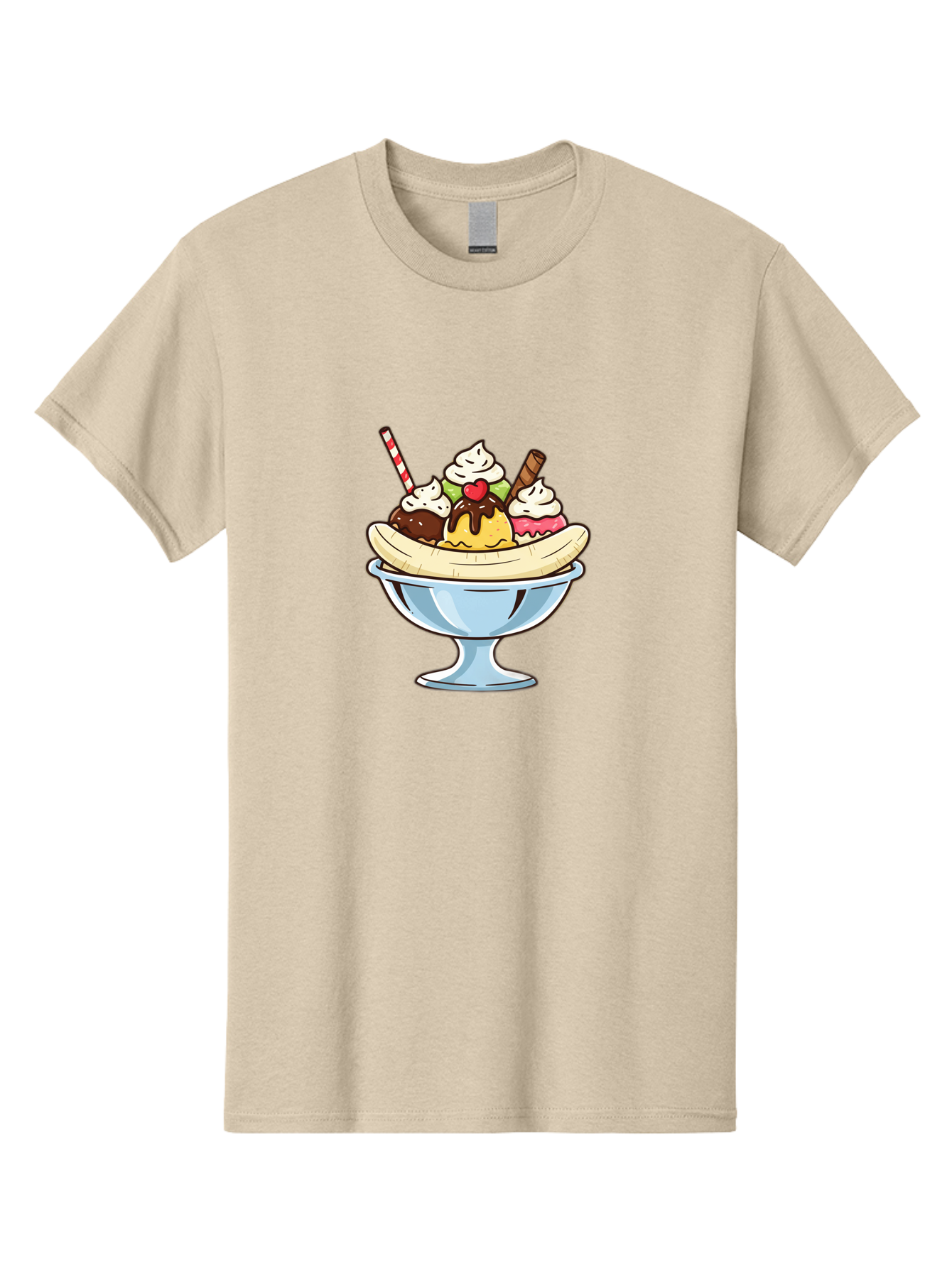 Banana-Split Men'S Graphic Tee, 100% Cotton, Comfortable Casual Summer Wear, Machine Washable, Banana Split, Sundae, Ice Cream Dessert, Whipped Cream, Chocolate Sauce, Cherry On Top, Colorful Treats, Sweet Indulgence Baa148 21