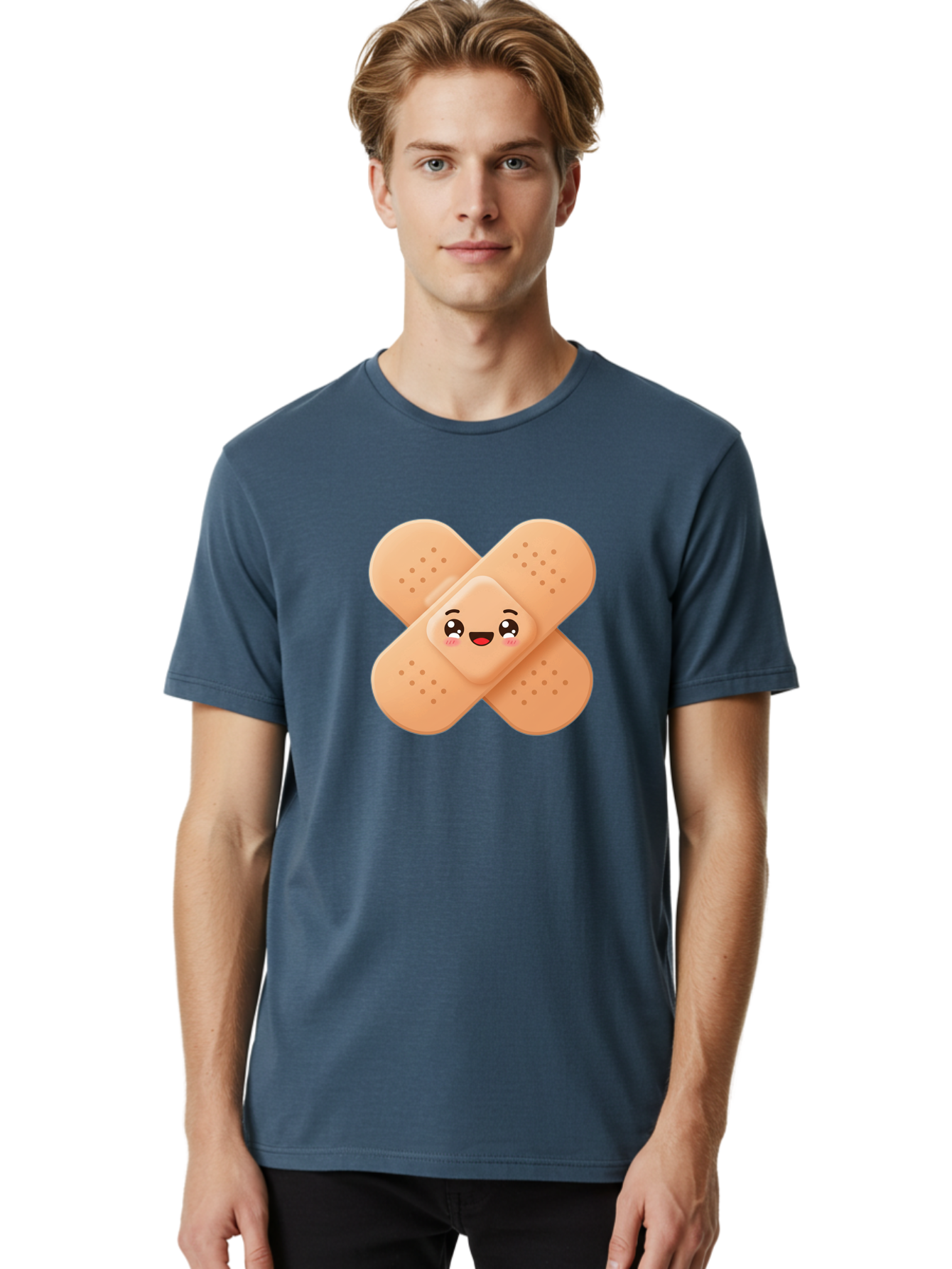 Band-Aid-Cartoon Men'S Graphic Tee, 100% Cotton, Comfortable Casual Summer Wear, Machine Washable, Band-Aid With Face, Cartoon Character, Cute Emoji, Smiling Face, First Aid Kit, Wound Care, Medical Symbol, Adhesive Bandage Baa149 14