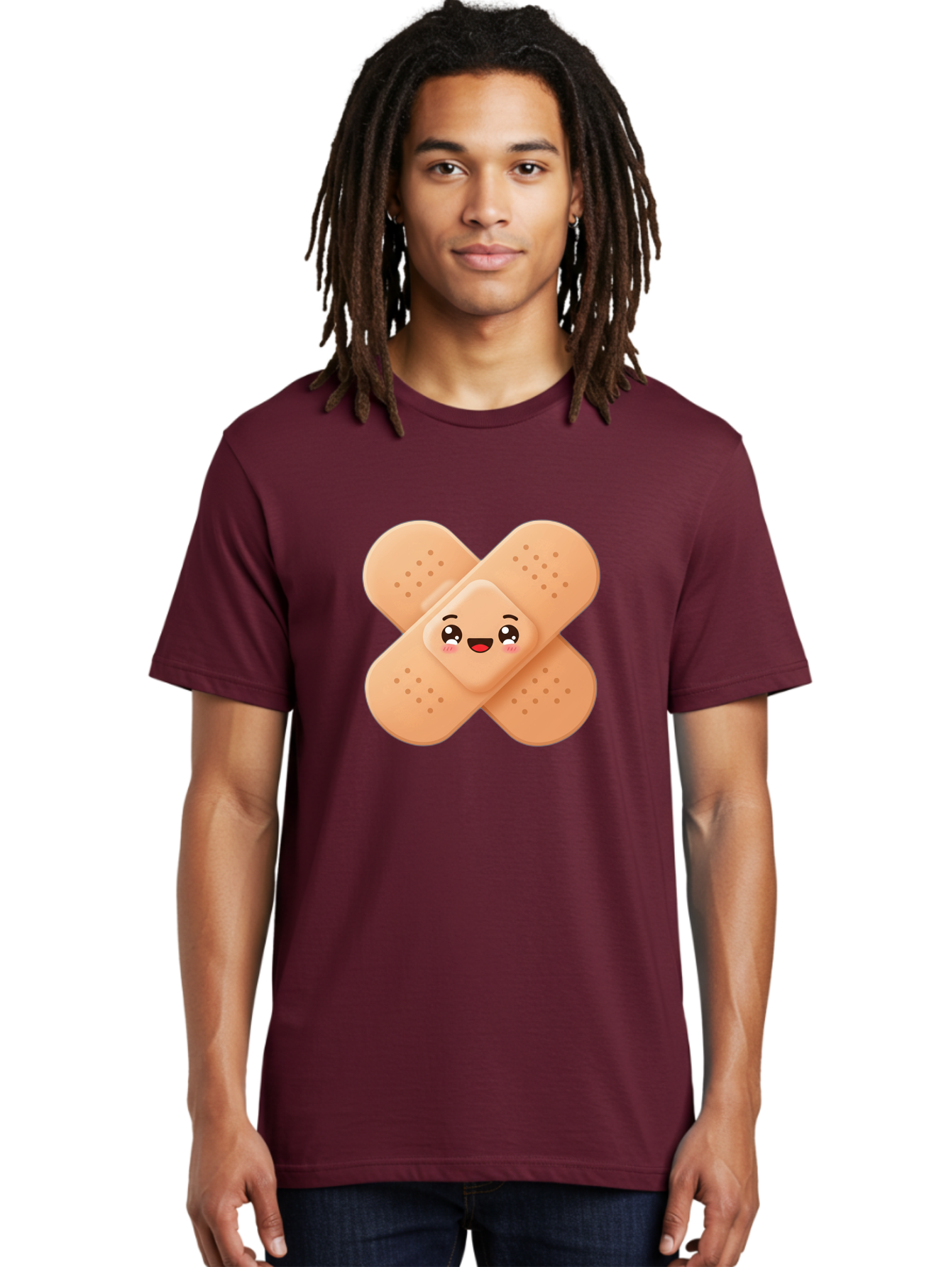 Band-Aid-Cartoon Men'S Graphic Tee, 100% Cotton, Comfortable Casual Summer Wear, Machine Washable, Band-Aid With Face, Cartoon Character, Cute Emoji, Smiling Face, First Aid Kit, Wound Care, Medical Symbol, Adhesive Bandage Baa149 16