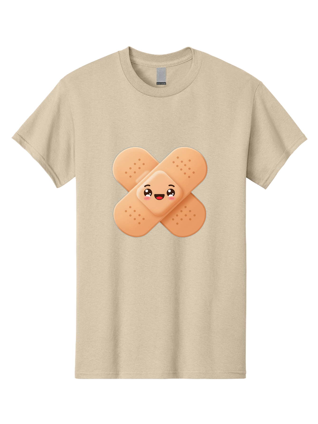 Band-Aid-Cartoon Men'S Graphic Tee, 100% Cotton, Comfortable Casual Summer Wear, Machine Washable, Band-Aid With Face, Cartoon Character, Cute Emoji, Smiling Face, First Aid Kit, Wound Care, Medical Symbol, Adhesive Bandage Baa149 1