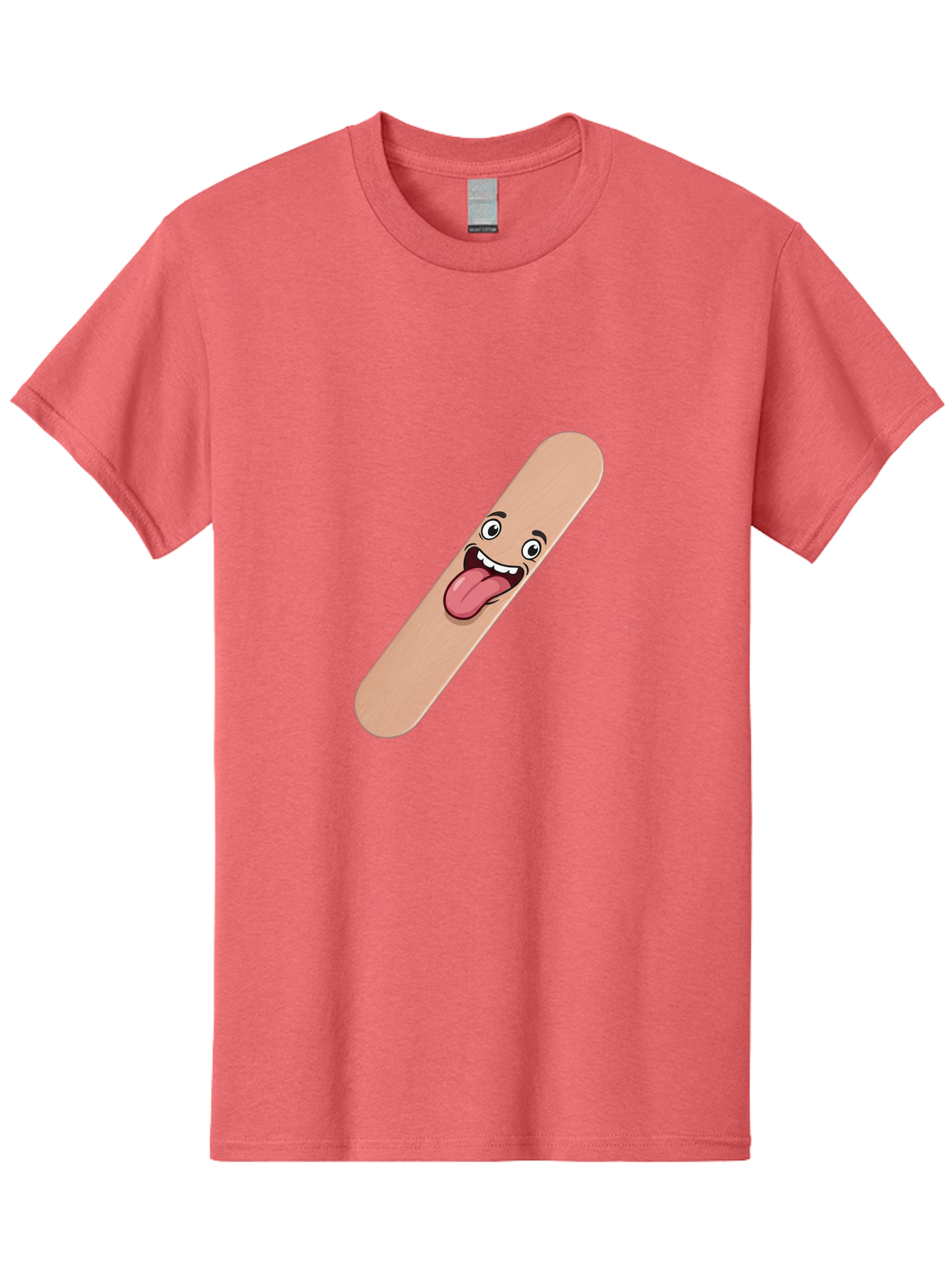 Bandage-Stick Men'S Graphic Tee, 100% Cotton, Comfortable Casual Summer Wear, Machine Washable, Cartoon Band-Aid, Funny Facial Expression, Tongue Out, Playful Character, Medical Humor, Quirky Illustration, Humorous Design Baa150 19