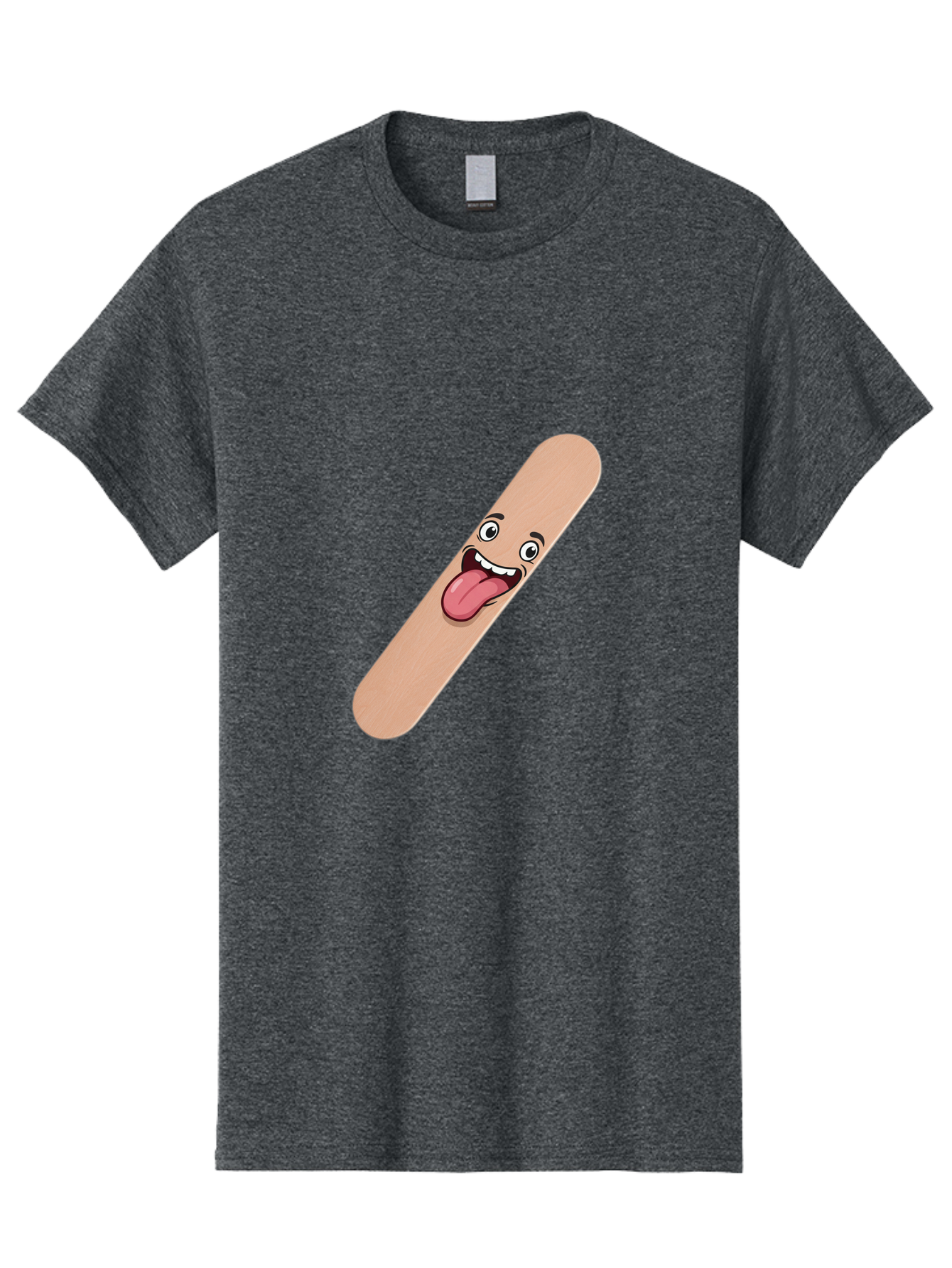 Bandage-Stick Men'S Graphic Tee, 100% Cotton, Comfortable Casual Summer Wear, Machine Washable, Cartoon Band-Aid, Funny Facial Expression, Tongue Out, Playful Character, Medical Humor, Quirky Illustration, Humorous Design Baa150 25