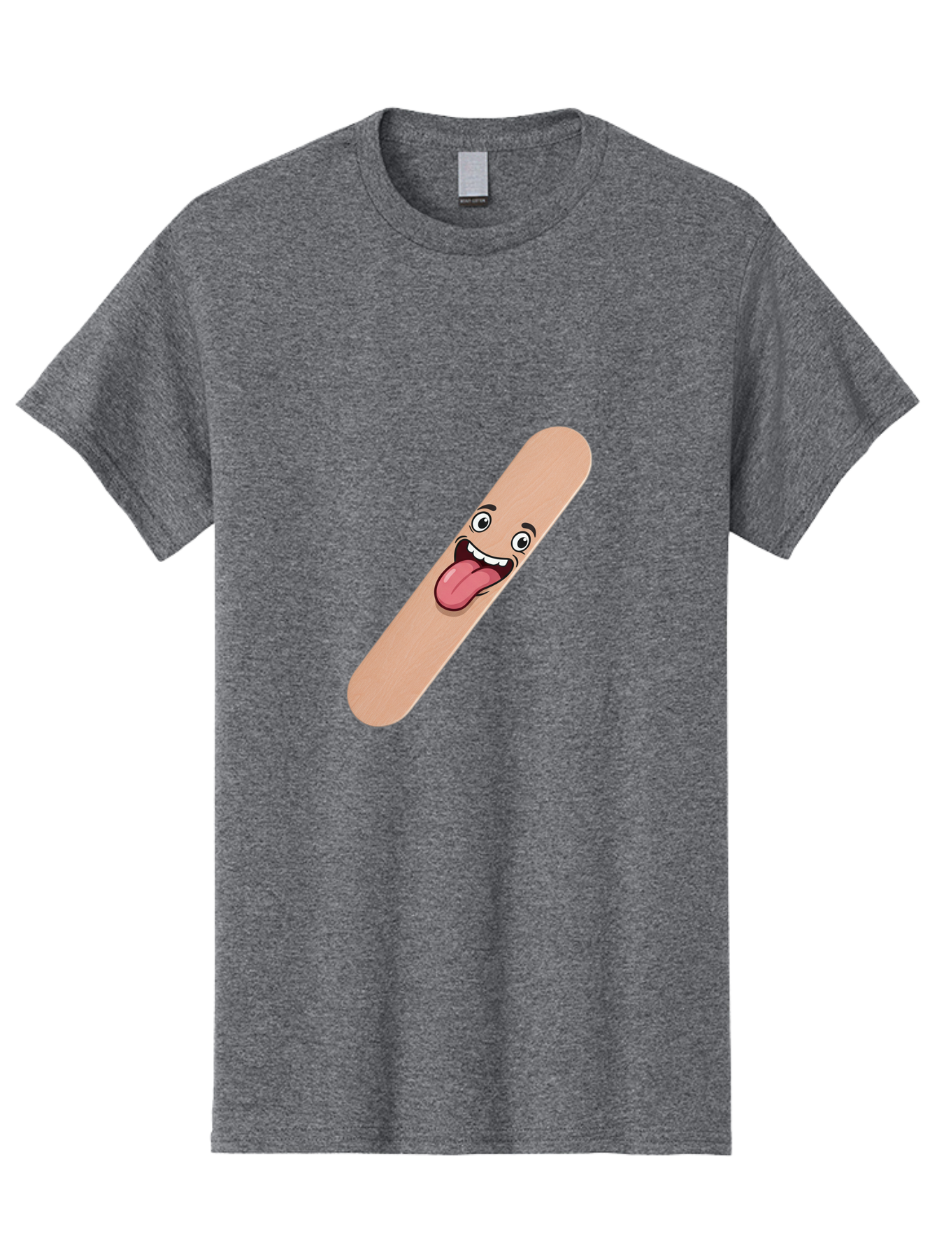 Bandage-Stick Men'S Graphic Tee, 100% Cotton, Comfortable Casual Summer Wear, Machine Washable, Cartoon Band-Aid, Funny Facial Expression, Tongue Out, Playful Character, Medical Humor, Quirky Illustration, Humorous Design Baa150 23